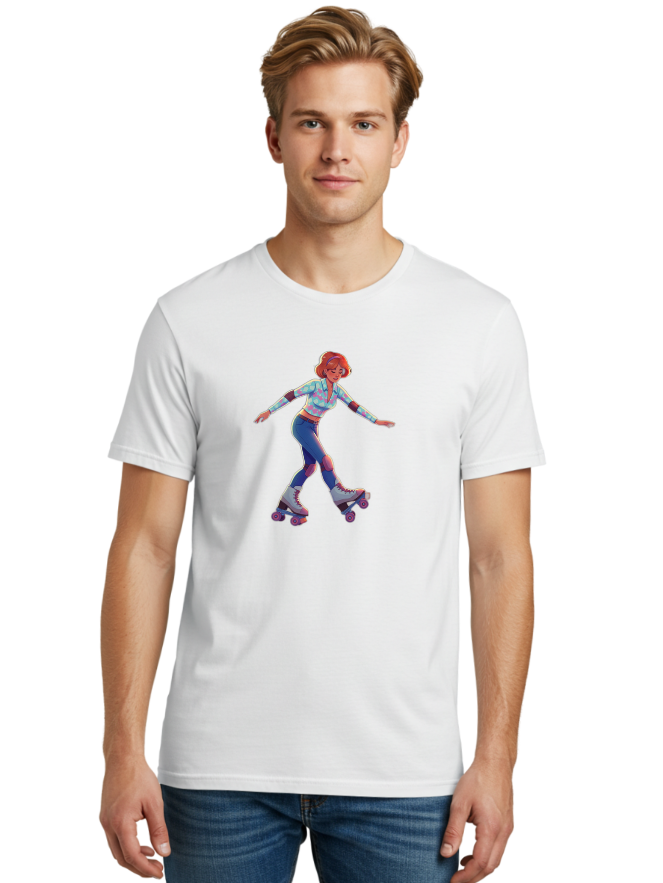 Girl-Roller-Skating Men'S Graphic Tee, 100% Cotton, Comfortable Casual Summer Wear, Machine Washable, Vintage Camera, Old Camera, Antique Camera, Black Camera, Classic Photography, Photography Equipment, Nostalgic Device, Film Camera, Bam546