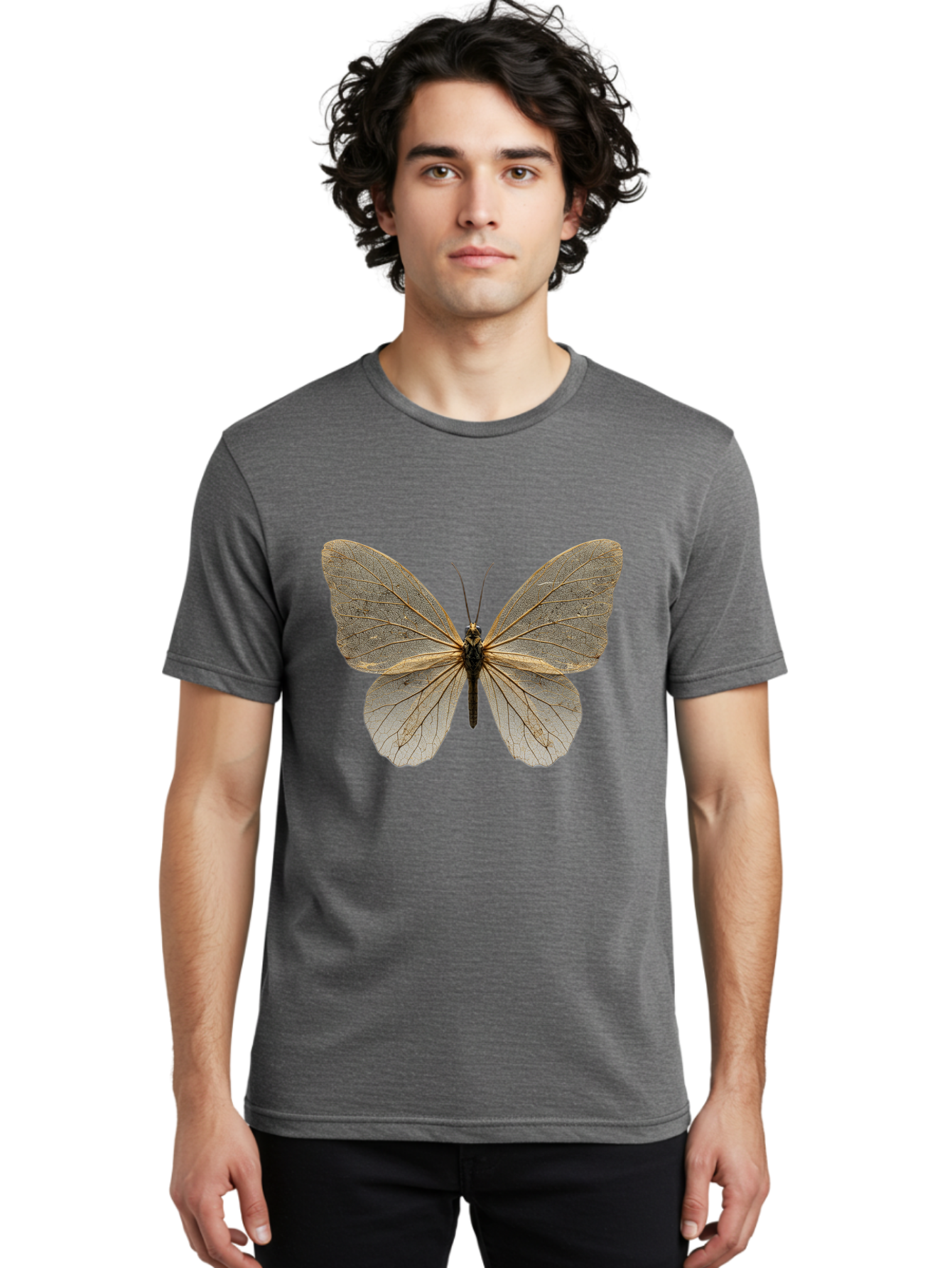 Glasswing-Butterfly Men'S Graphic Tee, 100% Cotton, Comfortable Casual Summer Wear, Machine Washable, Vintage Camera, Old Camera, Antique Camera, Black Camera, Classic Photography, Photography Equipment, Nostalgic Device, Film Camera, Bam547