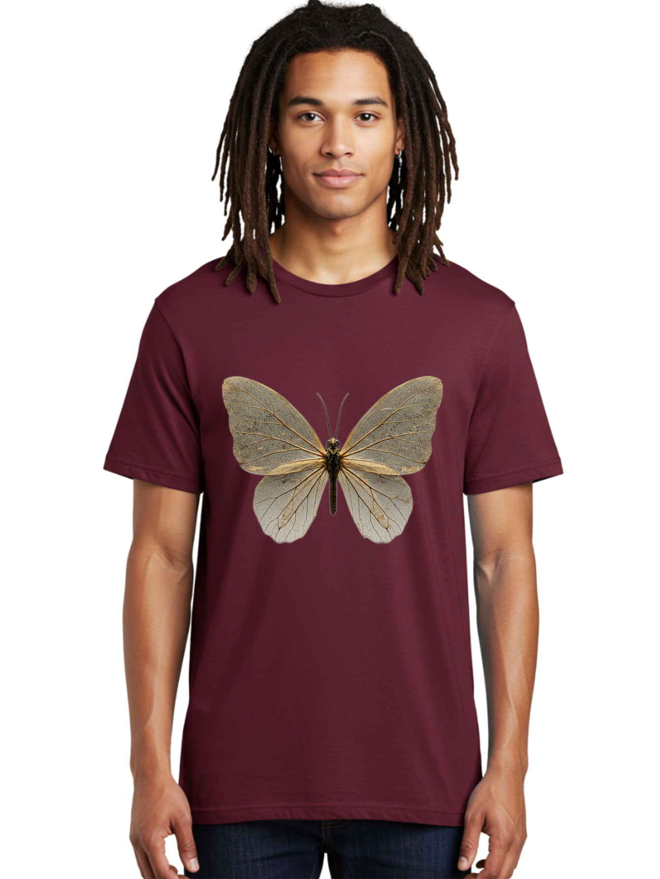 Glasswing-Butterfly Men'S Graphic Tee, 100% Cotton, Comfortable Casual Summer Wear, Machine Washable, Vintage Camera, Old Camera, Antique Camera, Black Camera, Classic Photography, Photography Equipment, Nostalgic Device, Film Camera, Bam547
