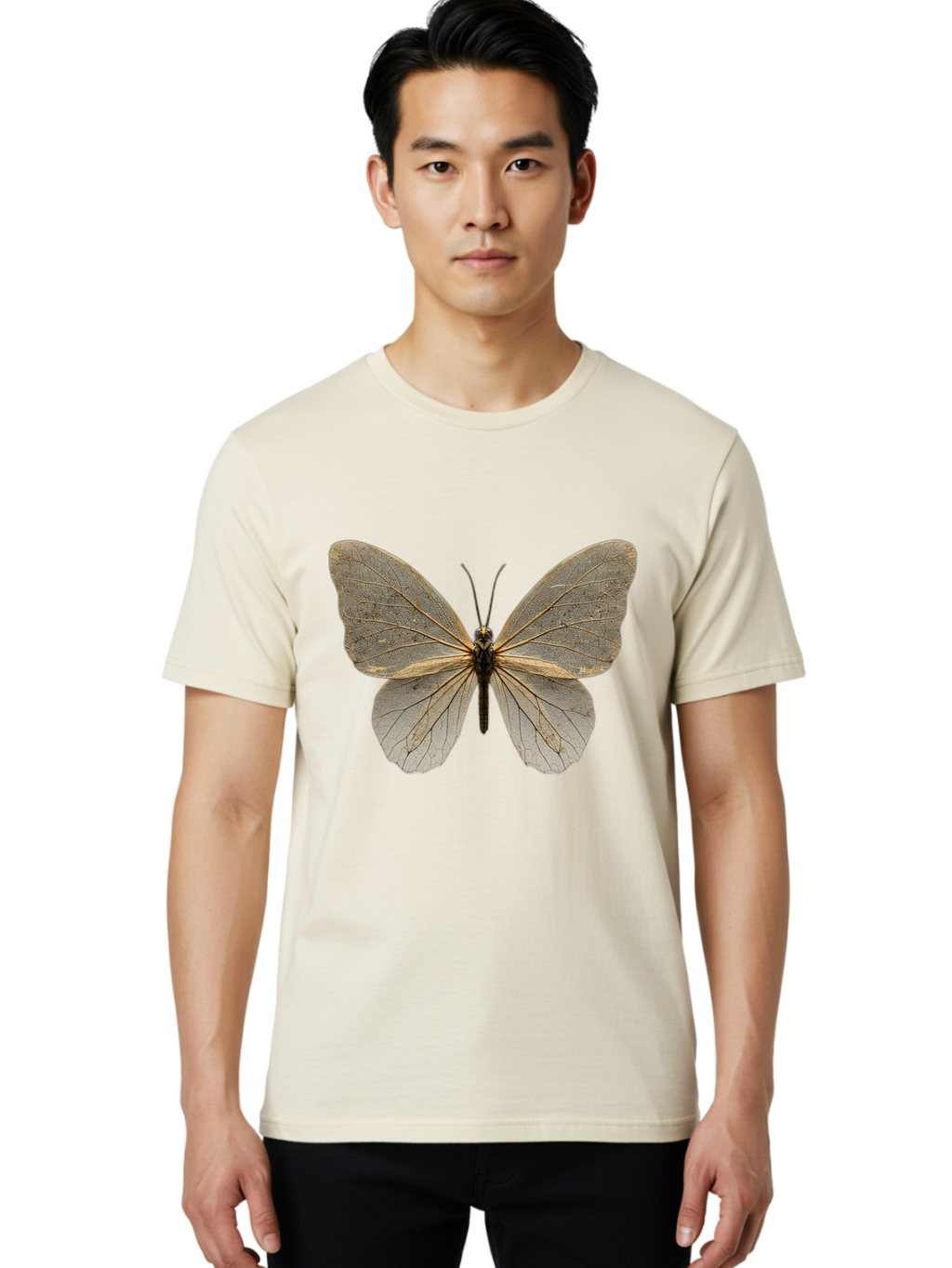 Glasswing-Butterfly Men'S Graphic Tee, 100% Cotton, Comfortable Casual Summer Wear, Machine Washable, Vintage Camera, Old Camera, Antique Camera, Black Camera, Classic Photography, Photography Equipment, Nostalgic Device, Film Camera, Bam547
