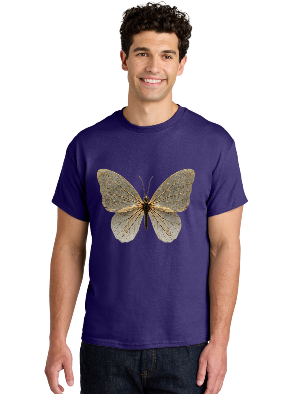 Glasswing-Butterfly Men'S Graphic Tee, 100% Cotton, Comfortable Casual Summer Wear, Machine Washable, Vintage Camera, Old Camera, Antique Camera, Black Camera, Classic Photography, Photography Equipment, Nostalgic Device, Film Camera, Bam547