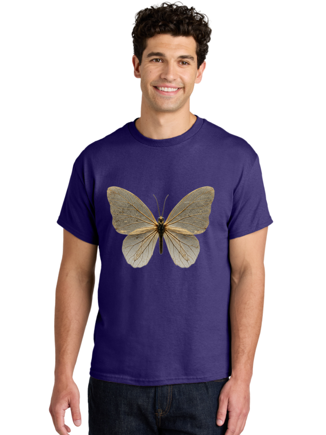 Glasswing-Butterfly Men'S Graphic Tee, 100% Cotton, Comfortable Casual Summer Wear, Machine Washable, Vintage Camera, Old Camera, Antique Camera, Black Camera, Classic Photography, Photography Equipment, Nostalgic Device, Film Camera, Bam547