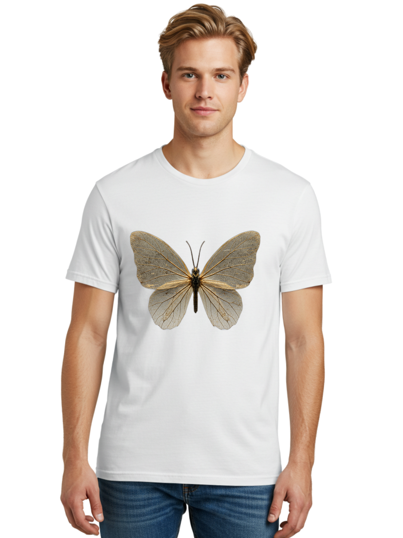 Glasswing-Butterfly Men'S Graphic Tee, 100% Cotton, Comfortable Casual Summer Wear, Machine Washable, Vintage Camera, Old Camera, Antique Camera, Black Camera, Classic Photography, Photography Equipment, Nostalgic Device, Film Camera, Bam547