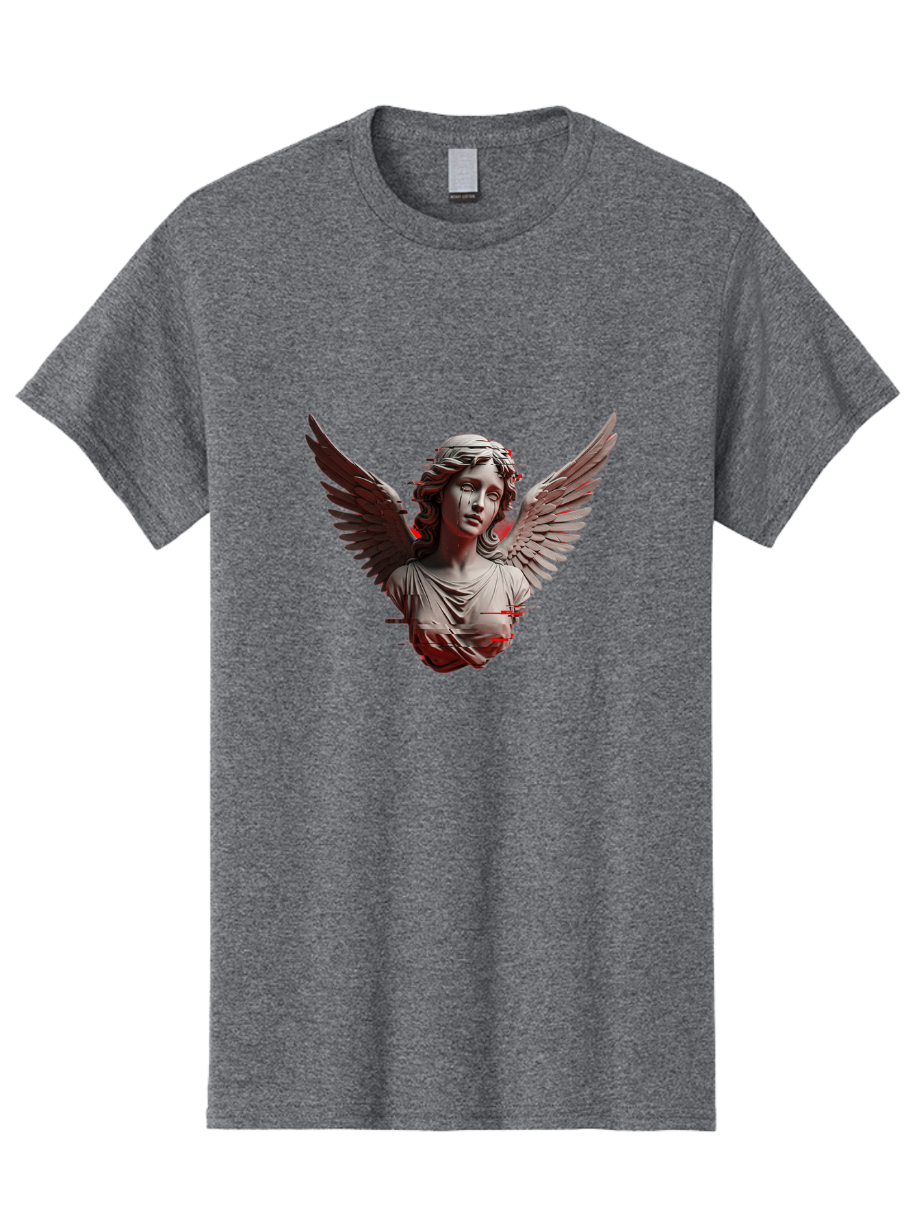 Glitch-Angel-Statue Men'S Graphic Tee, 100% Cotton, Comfortable Casual Summer Wear, Machine Washable, Vintage Camera, Old Camera, Antique Camera, Black Camera, Classic Photography, Photography Equipment, Nostalgic Device, Film Camera, Bam548