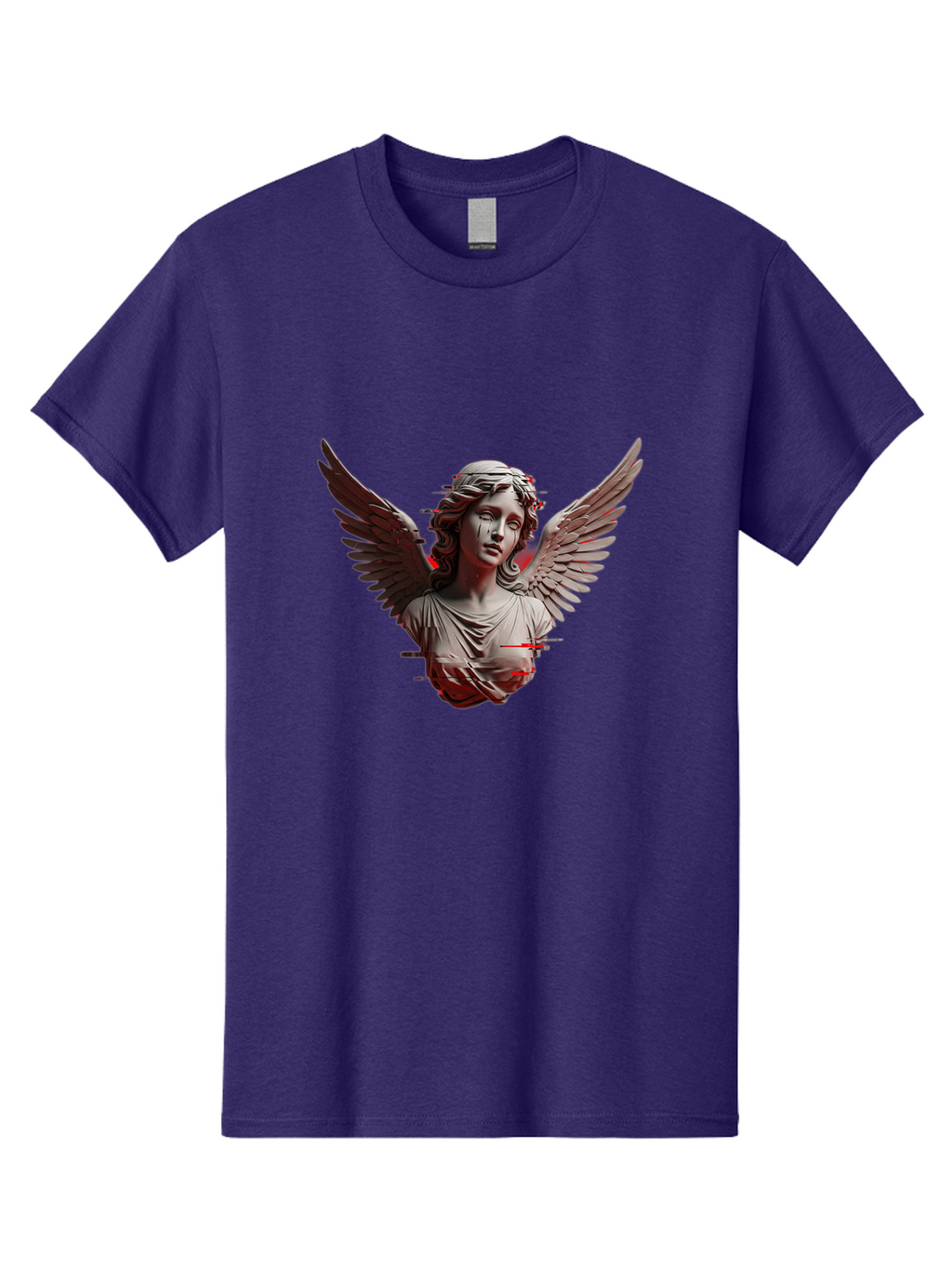 Glitch-Angel-Statue Men'S Graphic Tee, 100% Cotton, Comfortable Casual Summer Wear, Machine Washable, Vintage Camera, Old Camera, Antique Camera, Black Camera, Classic Photography, Photography Equipment, Nostalgic Device, Film Camera, Bam548