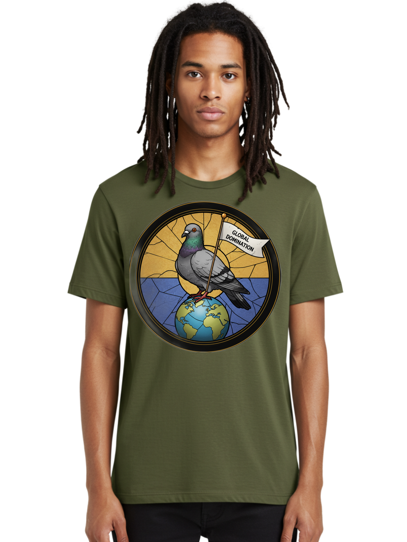 Global-Domination-Pigeon Men'S Graphic Tee, 100% Cotton, Comfortable Casual Summer Wear, Machine Washable, Vintage Camera, Old Camera, Antique Camera, Black Camera, Classic Photography, Photography Equipment, Nostalgic Device, Film Camera, Bam549