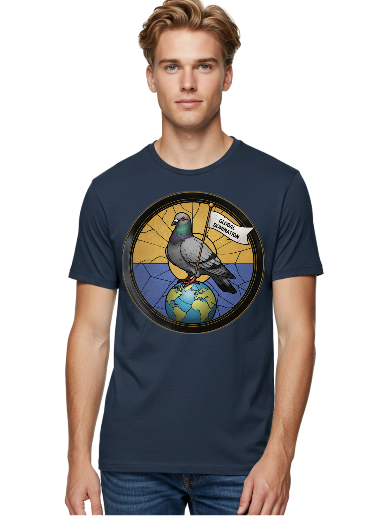Global-Domination-Pigeon Men'S Graphic Tee, 100% Cotton, Comfortable Casual Summer Wear, Machine Washable, Vintage Camera, Old Camera, Antique Camera, Black Camera, Classic Photography, Photography Equipment, Nostalgic Device, Film Camera, Bam549