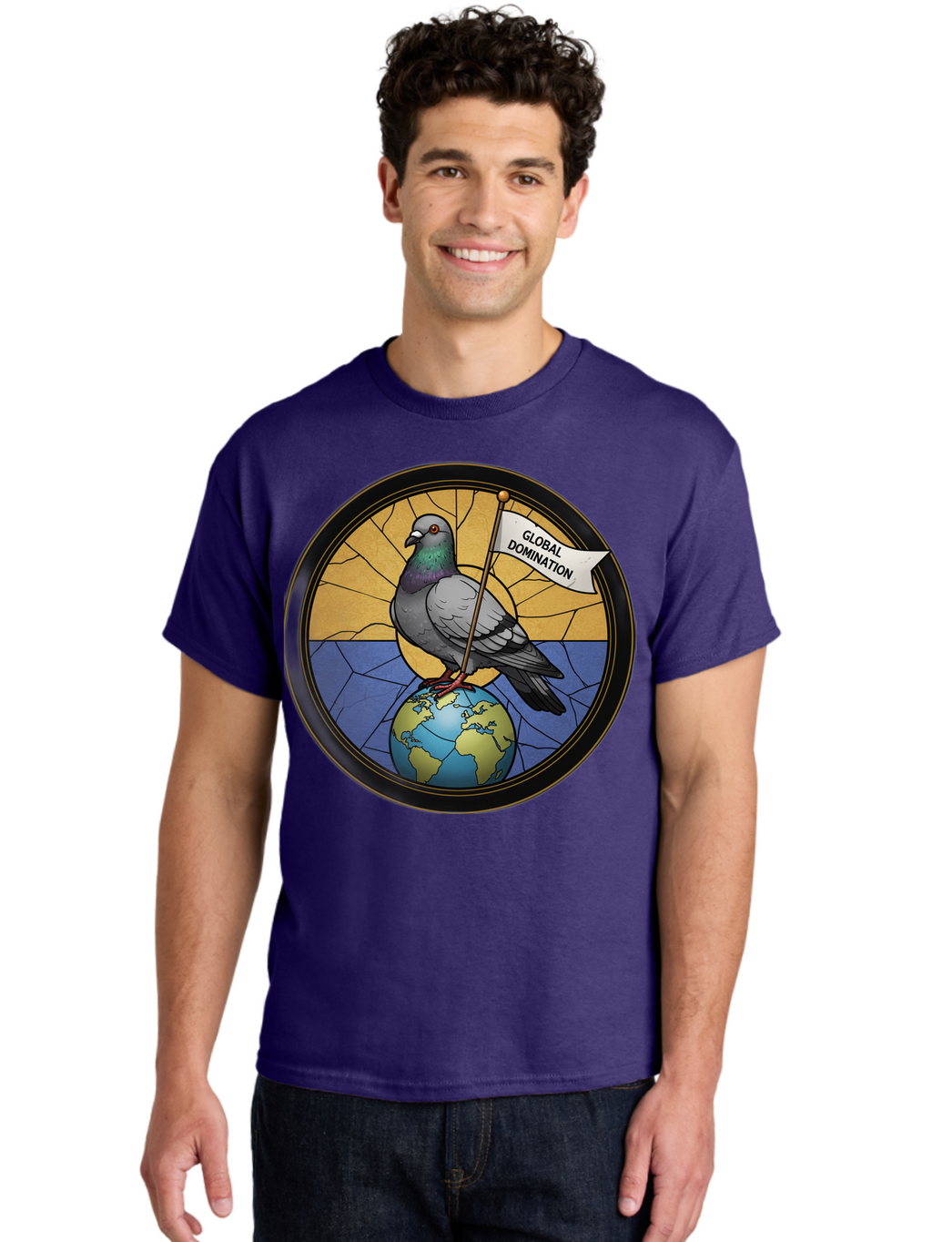 Global-Domination-Pigeon Men'S Graphic Tee, 100% Cotton, Comfortable Casual Summer Wear, Machine Washable, Vintage Camera, Old Camera, Antique Camera, Black Camera, Classic Photography, Photography Equipment, Nostalgic Device, Film Camera, Bam549