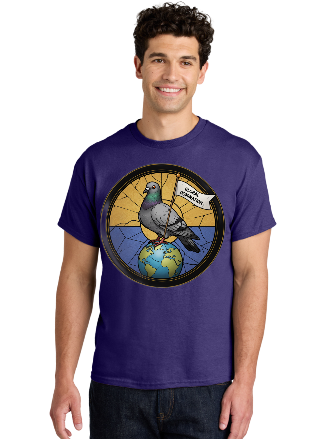 Global-Domination-Pigeon Men'S Graphic Tee, 100% Cotton, Comfortable Casual Summer Wear, Machine Washable, Vintage Camera, Old Camera, Antique Camera, Black Camera, Classic Photography, Photography Equipment, Nostalgic Device, Film Camera, Bam549