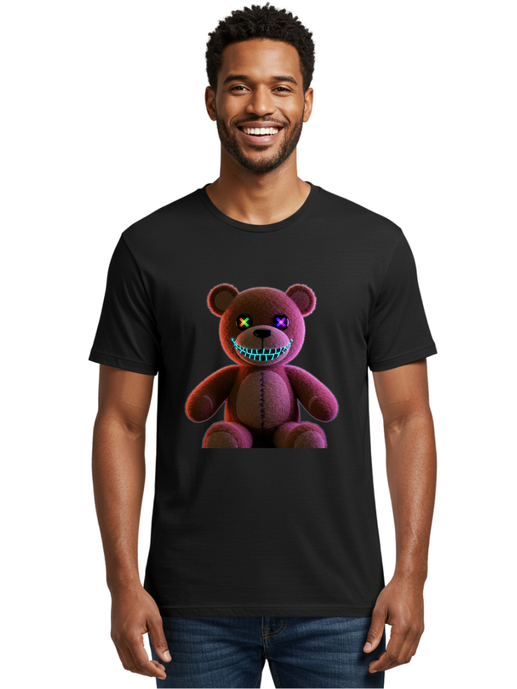 Glowing-Eyes-Teddy-Bear Men'S Graphic Tee, 100% Cotton, Comfortable Casual Summer Wear, Machine Washable, Vintage Camera, Old Camera, Antique Camera, Black Camera, Classic Photography, Photography Equipment, Nostalgic Device, Film Camera, Bam552