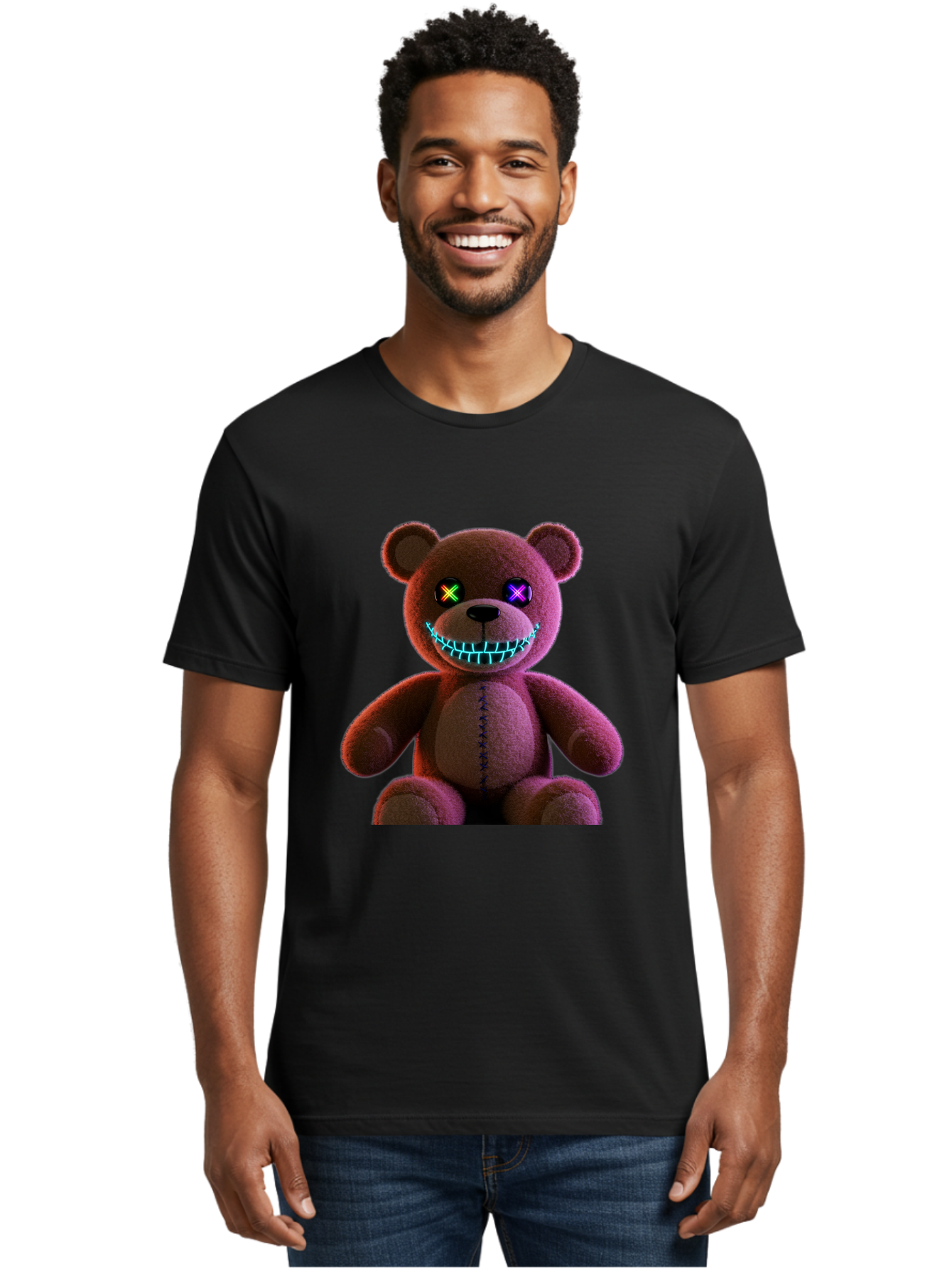 Glowing-Eyes-Teddy-Bear Men'S Graphic Tee, 100% Cotton, Comfortable Casual Summer Wear, Machine Washable, Vintage Camera, Old Camera, Antique Camera, Black Camera, Classic Photography, Photography Equipment, Nostalgic Device, Film Camera, Bam552