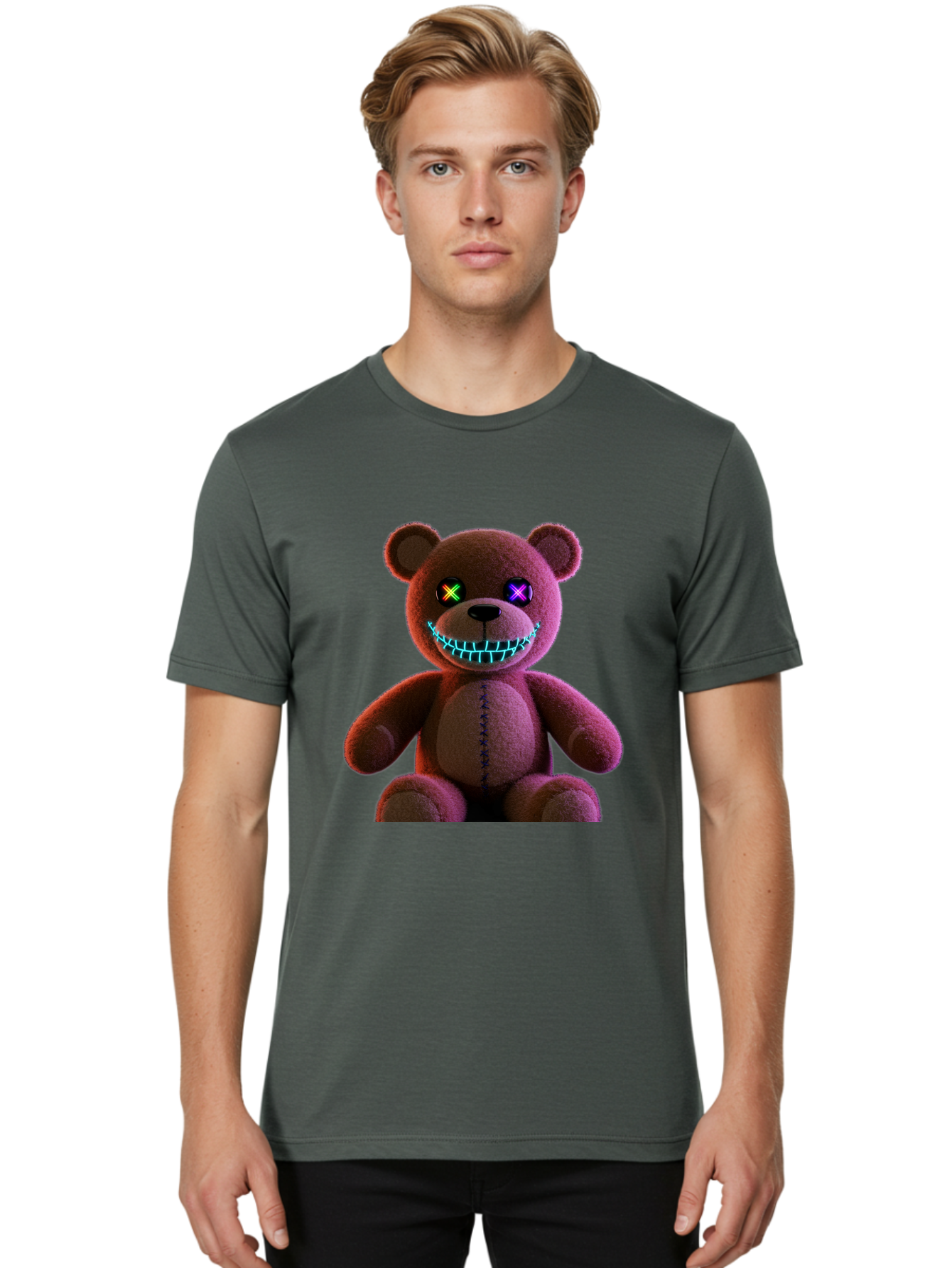 Glowing-Eyes-Teddy-Bear Men'S Graphic Tee, 100% Cotton, Comfortable Casual Summer Wear, Machine Washable, Vintage Camera, Old Camera, Antique Camera, Black Camera, Classic Photography, Photography Equipment, Nostalgic Device, Film Camera, Bam552