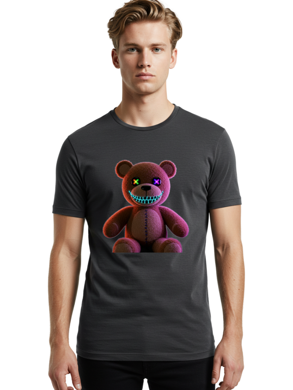 Glowing-Eyes-Teddy-Bear Men'S Graphic Tee, 100% Cotton, Comfortable Casual Summer Wear, Machine Washable, Vintage Camera, Old Camera, Antique Camera, Black Camera, Classic Photography, Photography Equipment, Nostalgic Device, Film Camera, Bam552