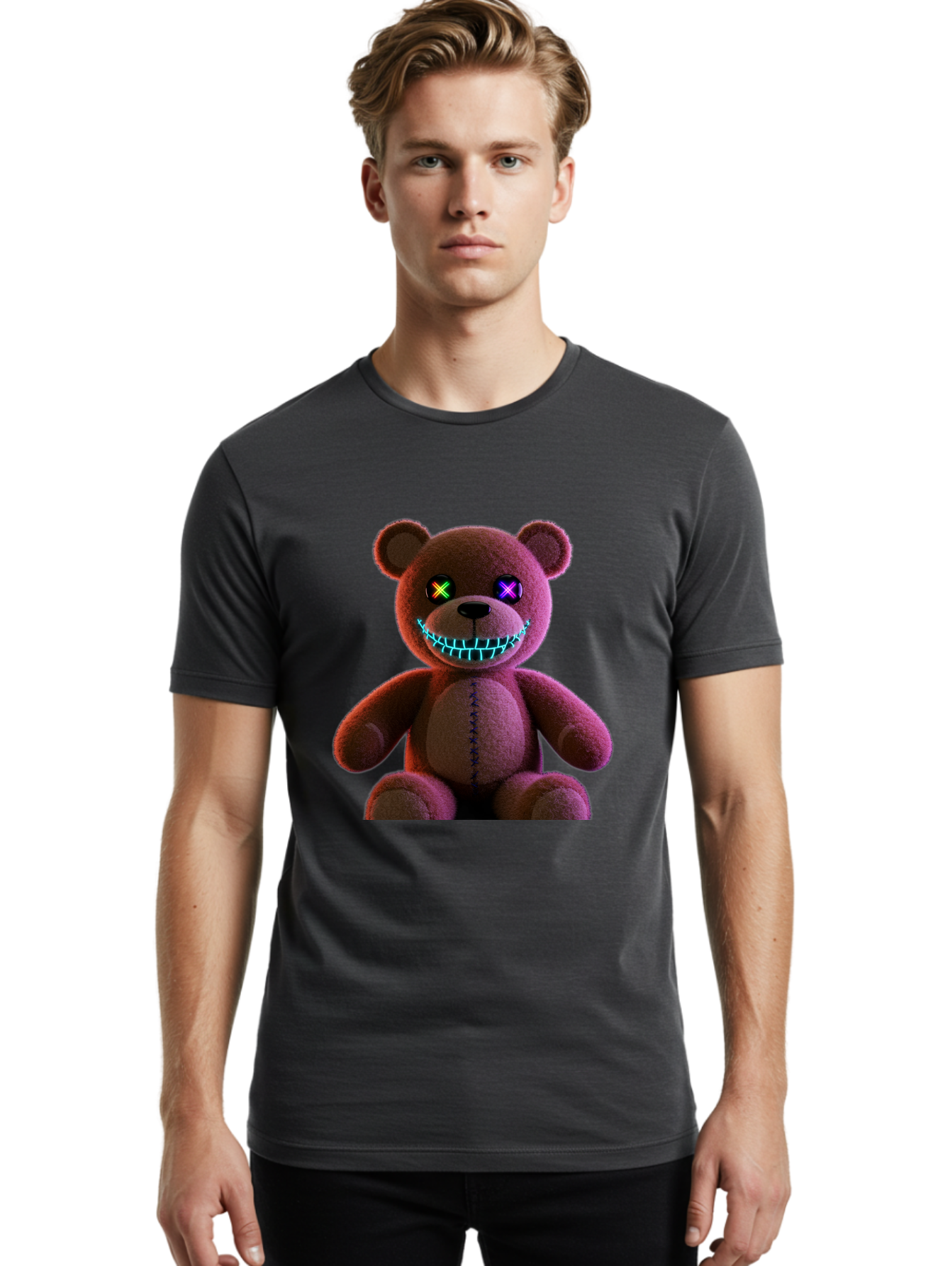 Glowing-Eyes-Teddy-Bear Men'S Graphic Tee, 100% Cotton, Comfortable Casual Summer Wear, Machine Washable, Vintage Camera, Old Camera, Antique Camera, Black Camera, Classic Photography, Photography Equipment, Nostalgic Device, Film Camera, Bam552
