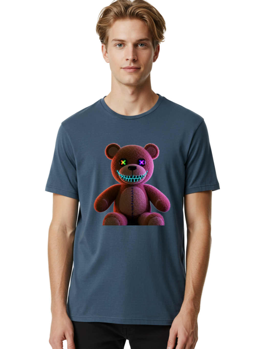 Glowing-Eyes-Teddy-Bear Men'S Graphic Tee, 100% Cotton, Comfortable Casual Summer Wear, Machine Washable, Vintage Camera, Old Camera, Antique Camera, Black Camera, Classic Photography, Photography Equipment, Nostalgic Device, Film Camera, Bam552