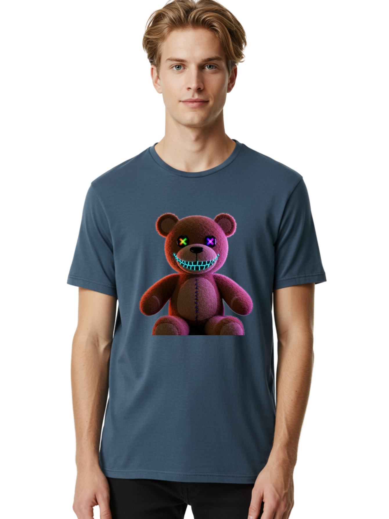 Glowing-Eyes-Teddy-Bear Men'S Graphic Tee, 100% Cotton, Comfortable Casual Summer Wear, Machine Washable, Vintage Camera, Old Camera, Antique Camera, Black Camera, Classic Photography, Photography Equipment, Nostalgic Device, Film Camera, Bam552