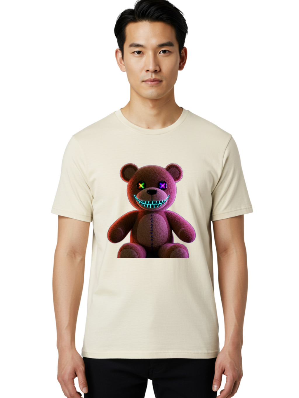 Glowing-Eyes-Teddy-Bear Men'S Graphic Tee, 100% Cotton, Comfortable Casual Summer Wear, Machine Washable, Vintage Camera, Old Camera, Antique Camera, Black Camera, Classic Photography, Photography Equipment, Nostalgic Device, Film Camera, Bam552