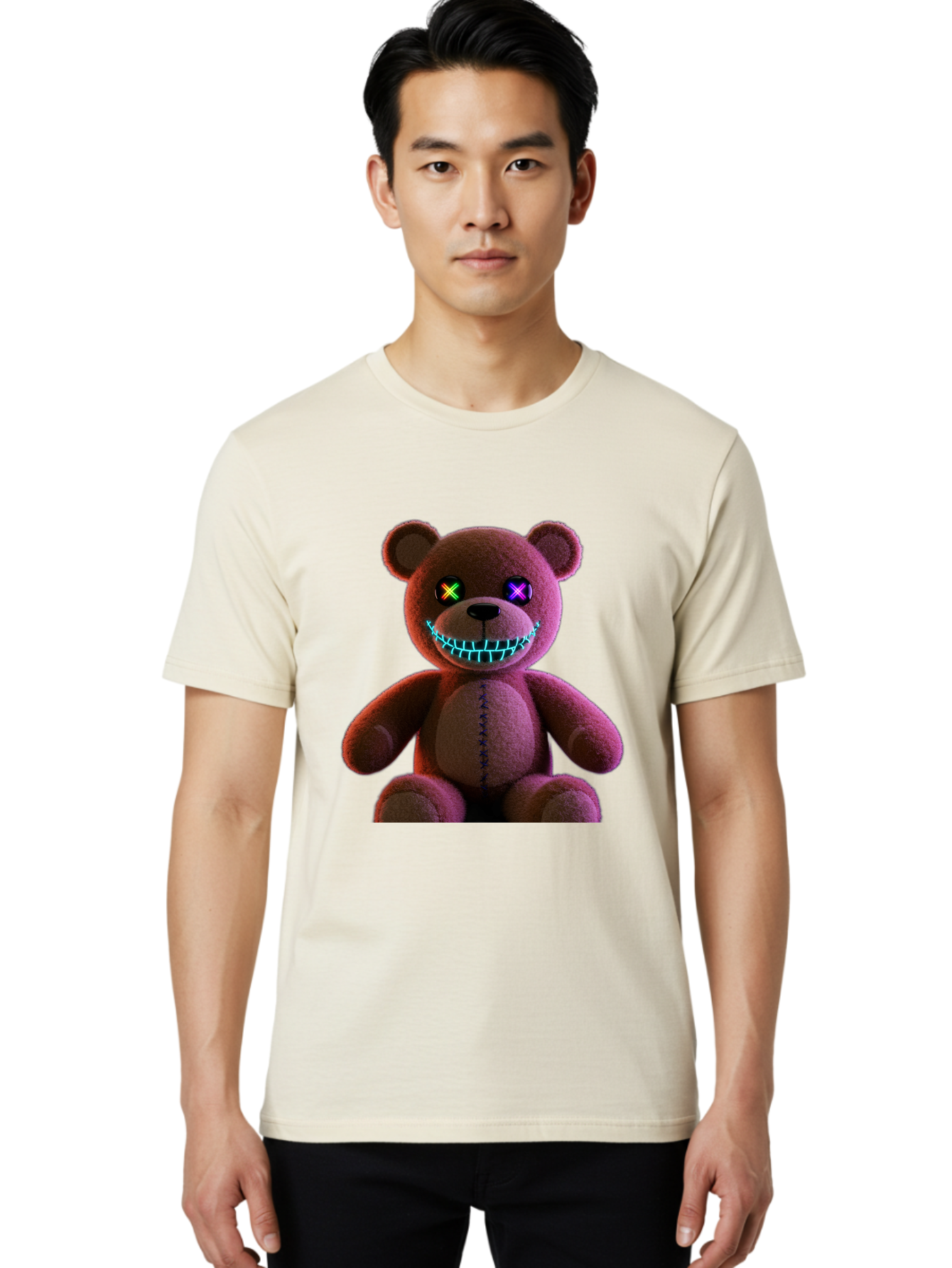 Glowing-Eyes-Teddy-Bear Men'S Graphic Tee, 100% Cotton, Comfortable Casual Summer Wear, Machine Washable, Vintage Camera, Old Camera, Antique Camera, Black Camera, Classic Photography, Photography Equipment, Nostalgic Device, Film Camera, Bam552