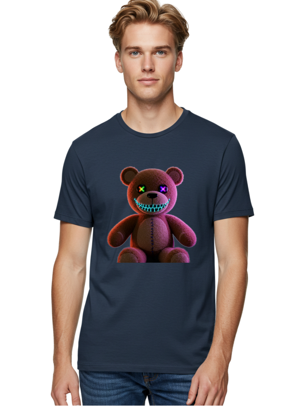 Glowing-Eyes-Teddy-Bear Men'S Graphic Tee, 100% Cotton, Comfortable Casual Summer Wear, Machine Washable, Vintage Camera, Old Camera, Antique Camera, Black Camera, Classic Photography, Photography Equipment, Nostalgic Device, Film Camera, Bam552