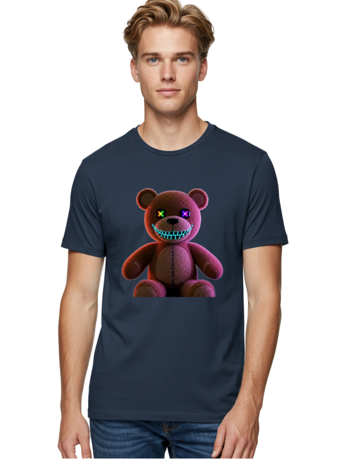 Glowing-Eyes-Teddy-Bear Men'S Graphic Tee, 100% Cotton, Comfortable Casual Summer Wear, Machine Washable, Vintage Camera, Old Camera, Antique Camera, Black Camera, Classic Photography, Photography Equipment, Nostalgic Device, Film Camera, Bam552