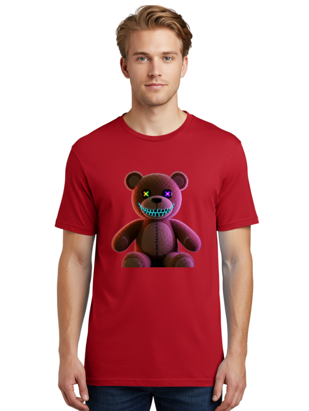 Glowing-Eyes-Teddy-Bear Men'S Graphic Tee, 100% Cotton, Comfortable Casual Summer Wear, Machine Washable, Vintage Camera, Old Camera, Antique Camera, Black Camera, Classic Photography, Photography Equipment, Nostalgic Device, Film Camera, Bam552