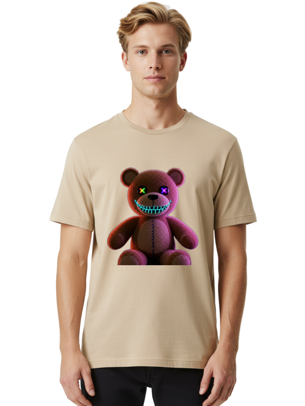 Glowing-Eyes-Teddy-Bear Men'S Graphic Tee, 100% Cotton, Comfortable Casual Summer Wear, Machine Washable, Vintage Camera, Old Camera, Antique Camera, Black Camera, Classic Photography, Photography Equipment, Nostalgic Device, Film Camera, Bam552