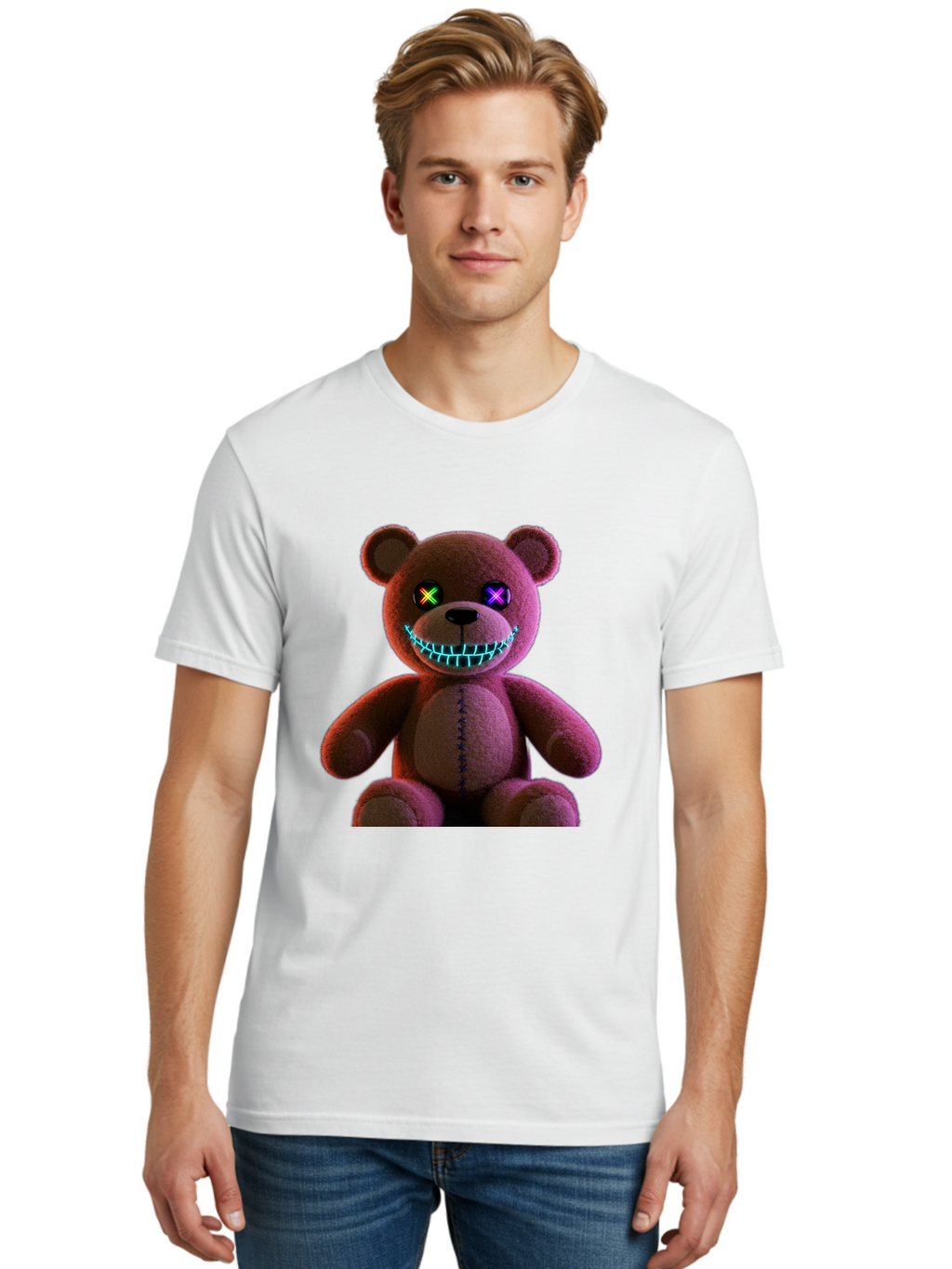 Glowing-Eyes-Teddy-Bear Men'S Graphic Tee, 100% Cotton, Comfortable Casual Summer Wear, Machine Washable, Vintage Camera, Old Camera, Antique Camera, Black Camera, Classic Photography, Photography Equipment, Nostalgic Device, Film Camera, Bam552