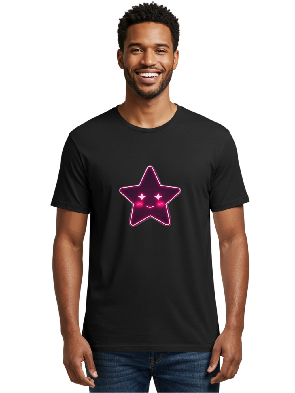 Glowing-Pink-Star Men'S Graphic Tee, 100% Cotton, Comfortable Casual Summer Wear, Machine Washable, Vintage Camera, Old Camera, Antique Camera, Black Camera, Classic Photography, Photography Equipment, Nostalgic Device, Film Camera, Camera Art Bam555