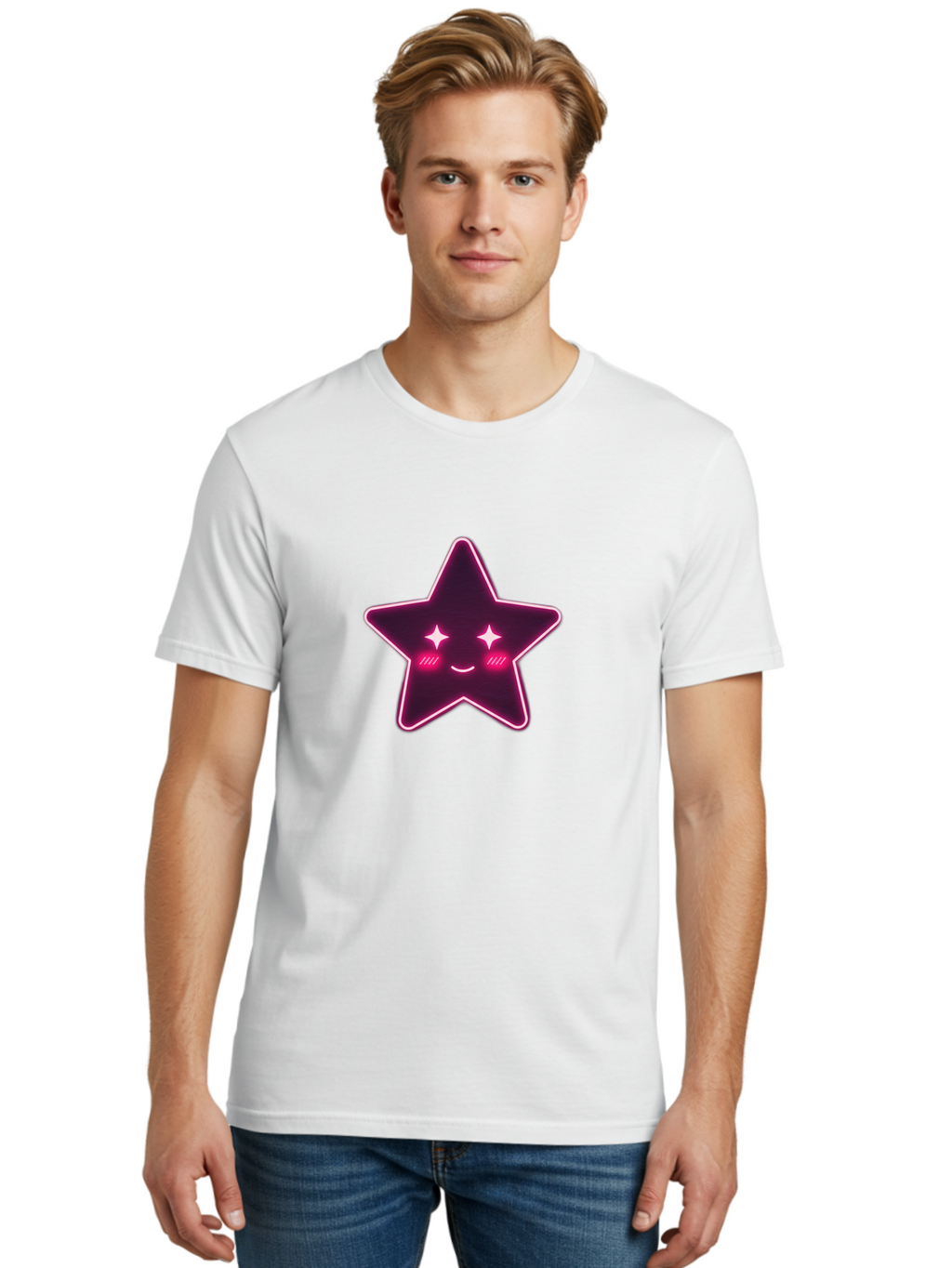 Glowing-Pink-Star Men'S Graphic Tee, 100% Cotton, Comfortable Casual Summer Wear, Machine Washable, Vintage Camera, Old Camera, Antique Camera, Black Camera, Classic Photography, Photography Equipment, Nostalgic Device, Film Camera, Camera Art Bam555