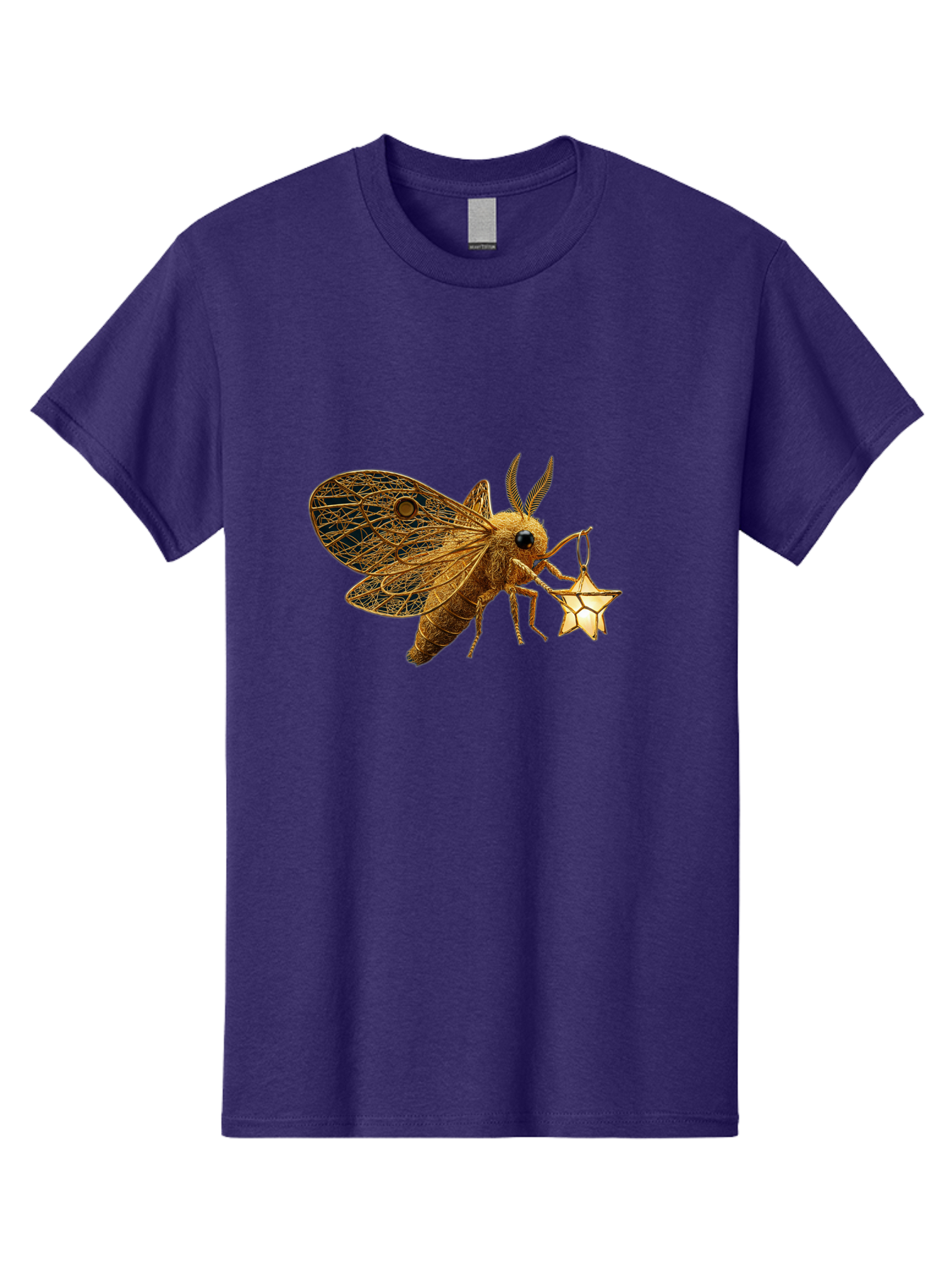 Golden-Bee-Holding-Star Men'S Graphic Tee, 100% Cotton, Comfortable Casual Summer Wear, Machine Washable, Vintage Camera, Old Camera, Antique Camera, Black Camera, Classic Photography, Photography Equipment, Nostalgic Device, Film Camera, Bam557