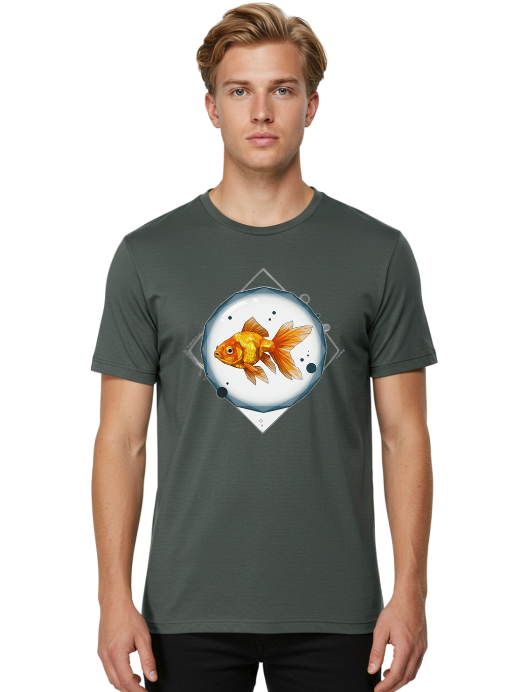 Goldfish-1 Men'S Graphic Tee, 100% Cotton, Comfortable Casual Summer Wear, Machine Washable, Vintage Camera, Old Camera, Antique Camera, Black Camera, Classic Photography, Photography Equipment, Nostalgic Device, Film Camera, Camera Art Bam560
