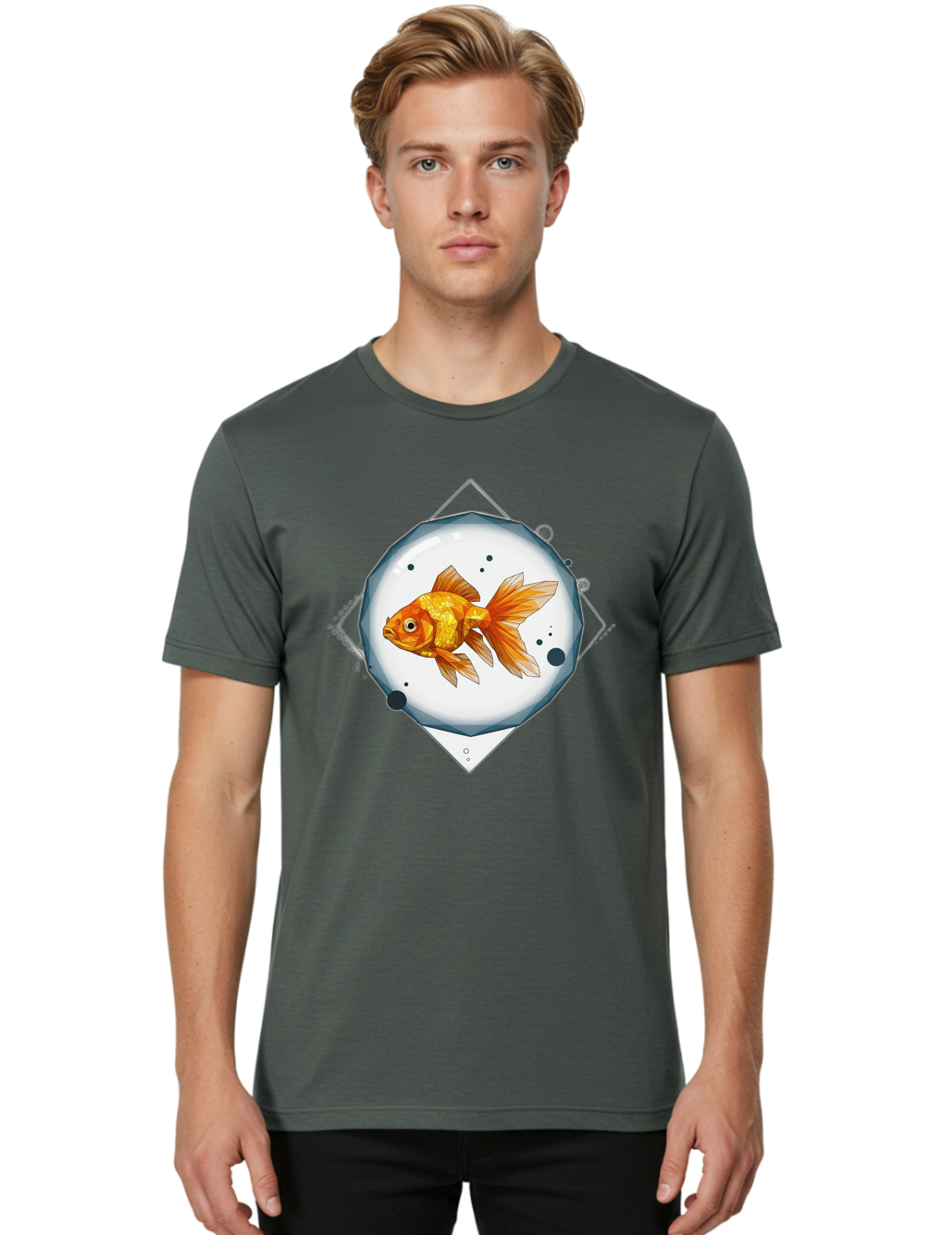 Goldfish-1 Men'S Graphic Tee, 100% Cotton, Comfortable Casual Summer Wear, Machine Washable, Vintage Camera, Old Camera, Antique Camera, Black Camera, Classic Photography, Photography Equipment, Nostalgic Device, Film Camera, Camera Art Bam560