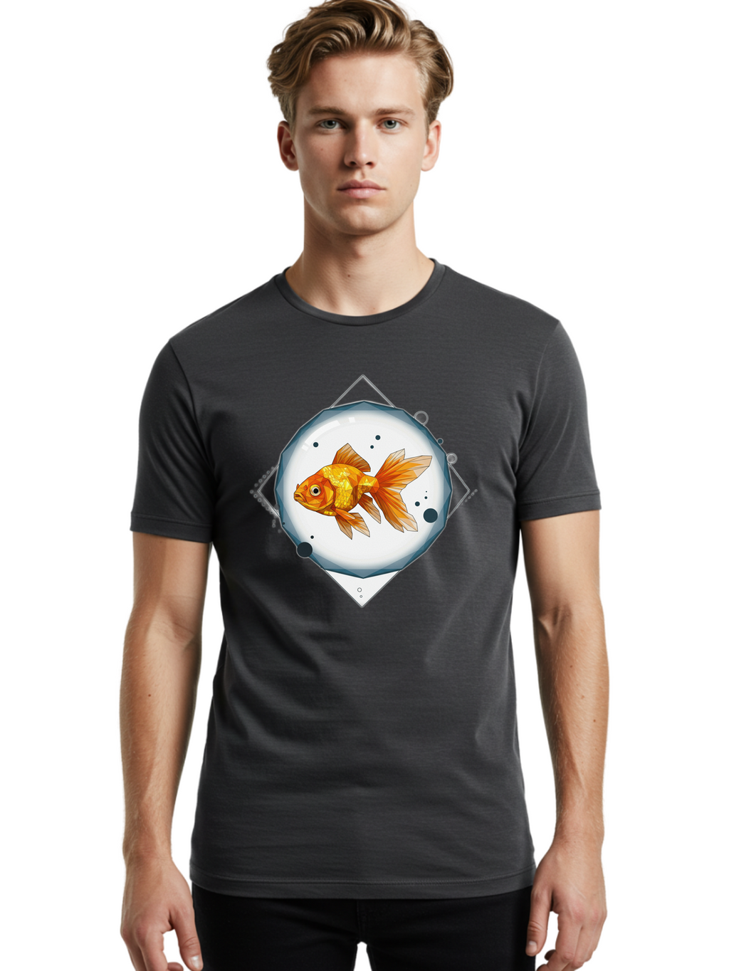 Goldfish-1 Men'S Graphic Tee, 100% Cotton, Comfortable Casual Summer Wear, Machine Washable, Vintage Camera, Old Camera, Antique Camera, Black Camera, Classic Photography, Photography Equipment, Nostalgic Device, Film Camera, Camera Art Bam560