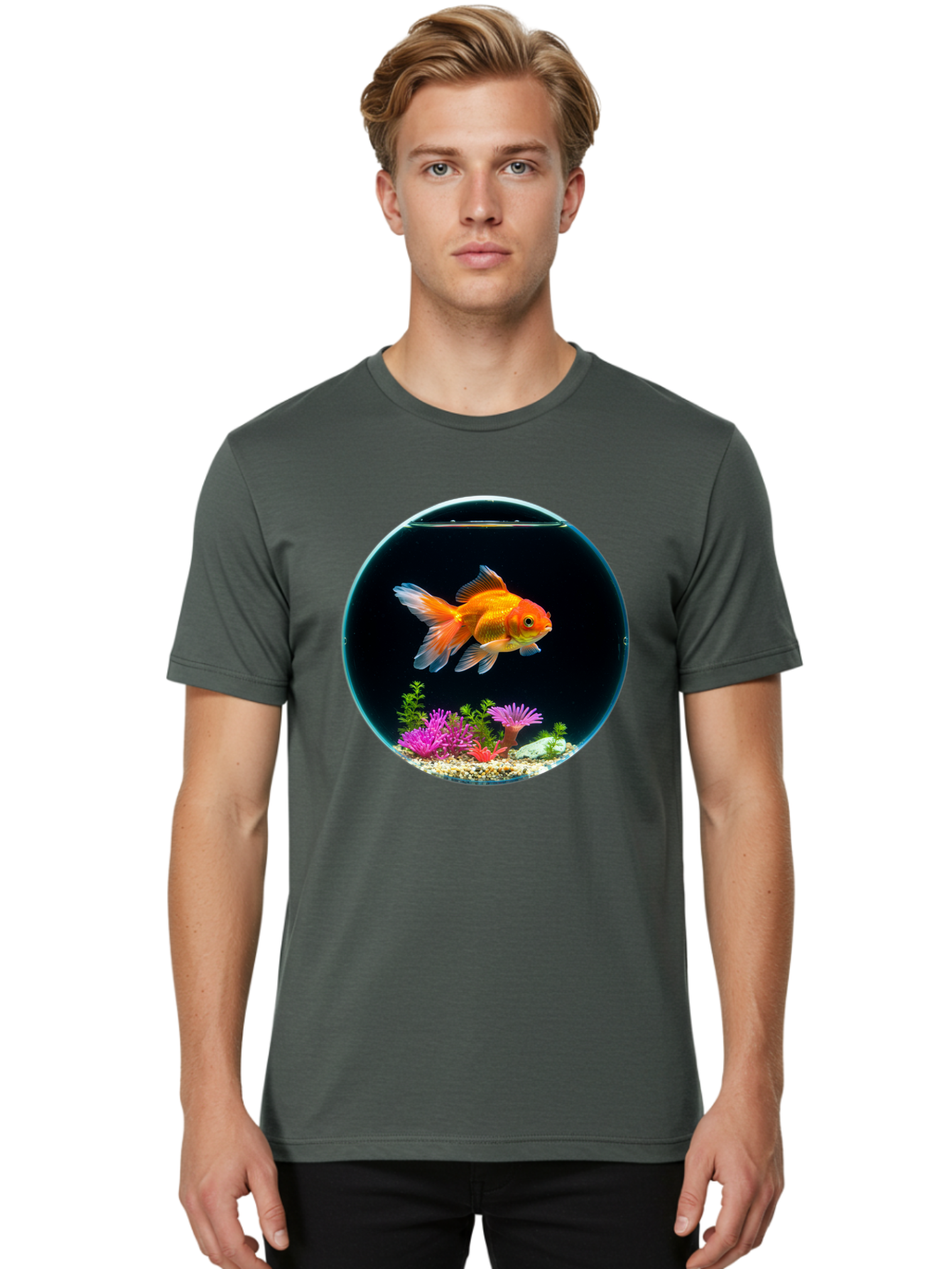 Goldfish-Bowl Men'S Graphic Tee, 100% Cotton, Comfortable Casual Summer Wear, Machine Washable, Vintage Camera, Old Camera, Antique Camera, Black Camera, Classic Photography, Photography Equipment, Nostalgic Device, Film Camera, Camera Art Bam561