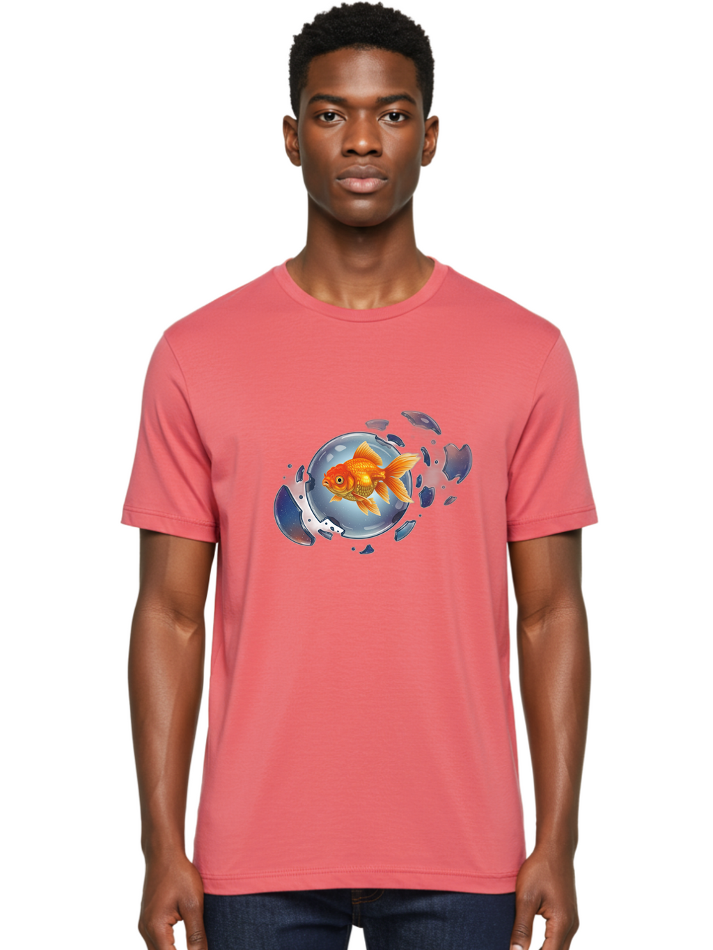Goldfish-Breaking-Free Men'S Graphic Tee, 100% Cotton, Comfortable Casual Summer Wear, Machine Washable, Vintage Camera, Old Camera, Antique Camera, Black Camera, Classic Photography, Photography Equipment, Nostalgic Device, Film Camera, Bam562