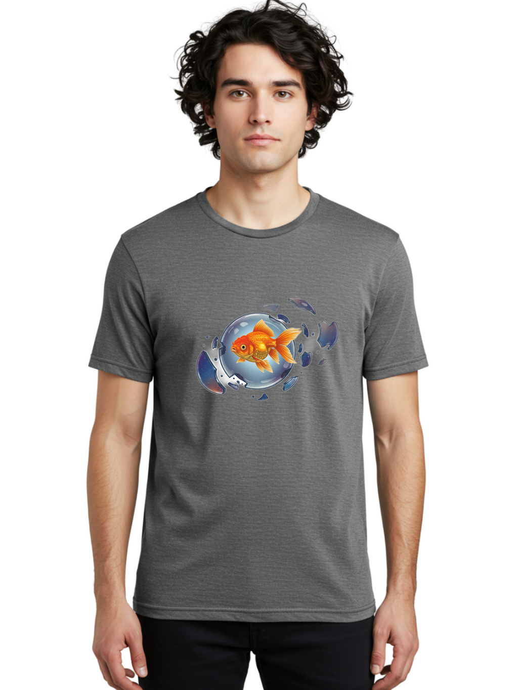 Goldfish-Breaking-Free Men'S Graphic Tee, 100% Cotton, Comfortable Casual Summer Wear, Machine Washable, Vintage Camera, Old Camera, Antique Camera, Black Camera, Classic Photography, Photography Equipment, Nostalgic Device, Film Camera, Bam562