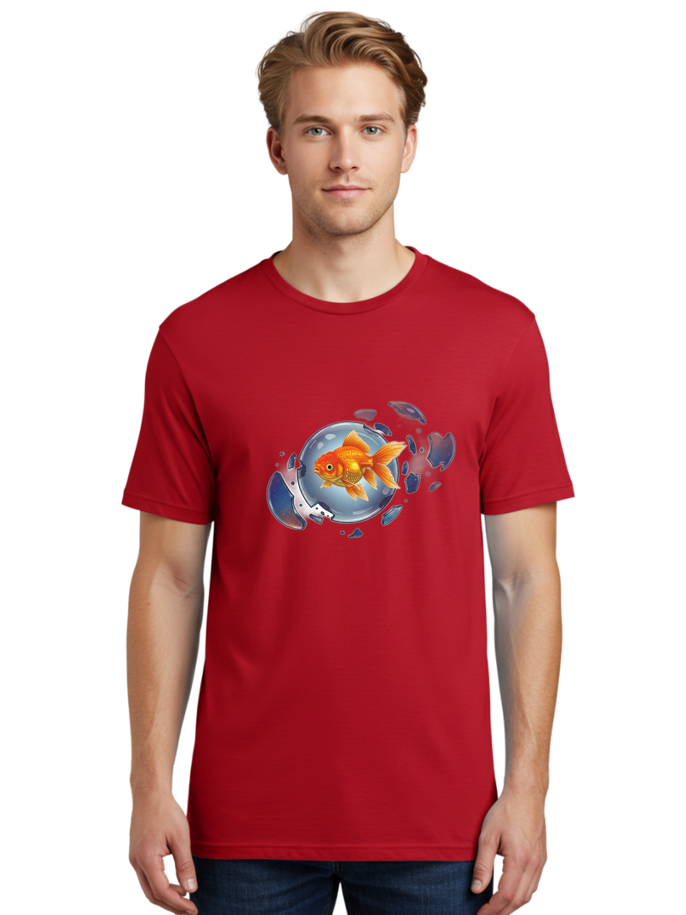 Goldfish-Breaking-Free Men'S Graphic Tee, 100% Cotton, Comfortable Casual Summer Wear, Machine Washable, Vintage Camera, Old Camera, Antique Camera, Black Camera, Classic Photography, Photography Equipment, Nostalgic Device, Film Camera, Bam562