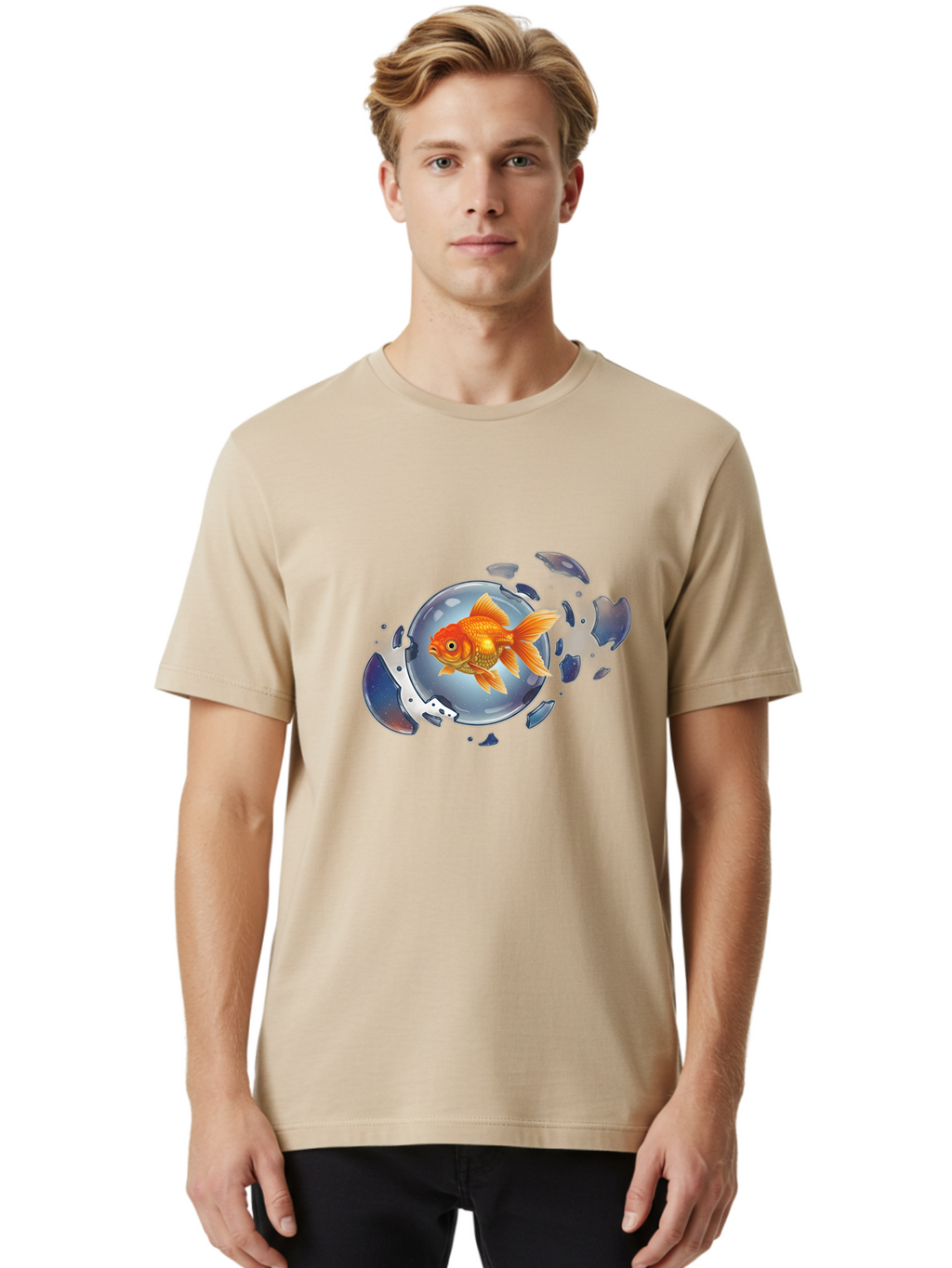 Goldfish-Breaking-Free Men'S Graphic Tee, 100% Cotton, Comfortable Casual Summer Wear, Machine Washable, Vintage Camera, Old Camera, Antique Camera, Black Camera, Classic Photography, Photography Equipment, Nostalgic Device, Film Camera, Bam562