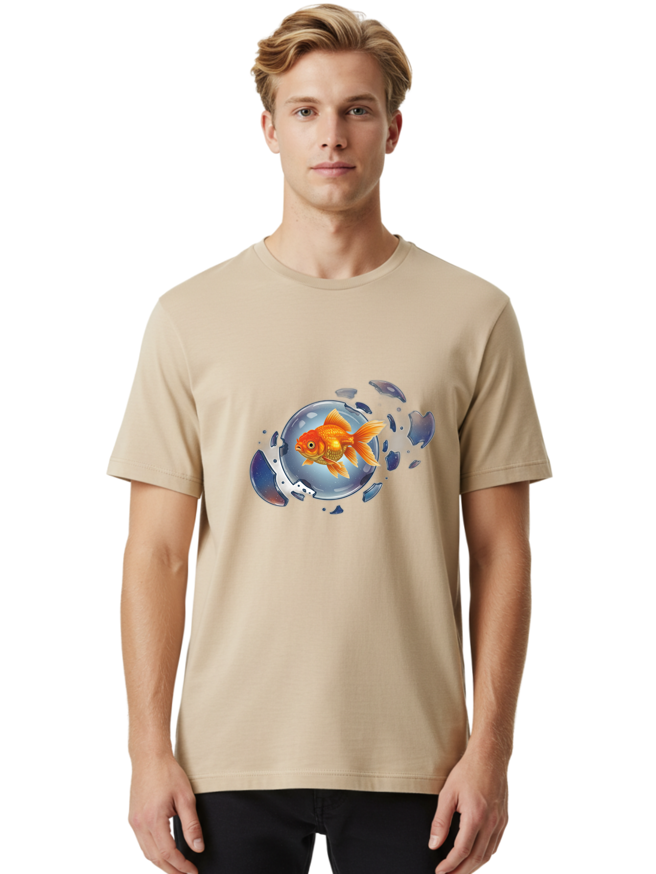 Goldfish-Breaking-Free Men'S Graphic Tee, 100% Cotton, Comfortable Casual Summer Wear, Machine Washable, Vintage Camera, Old Camera, Antique Camera, Black Camera, Classic Photography, Photography Equipment, Nostalgic Device, Film Camera, Bam562