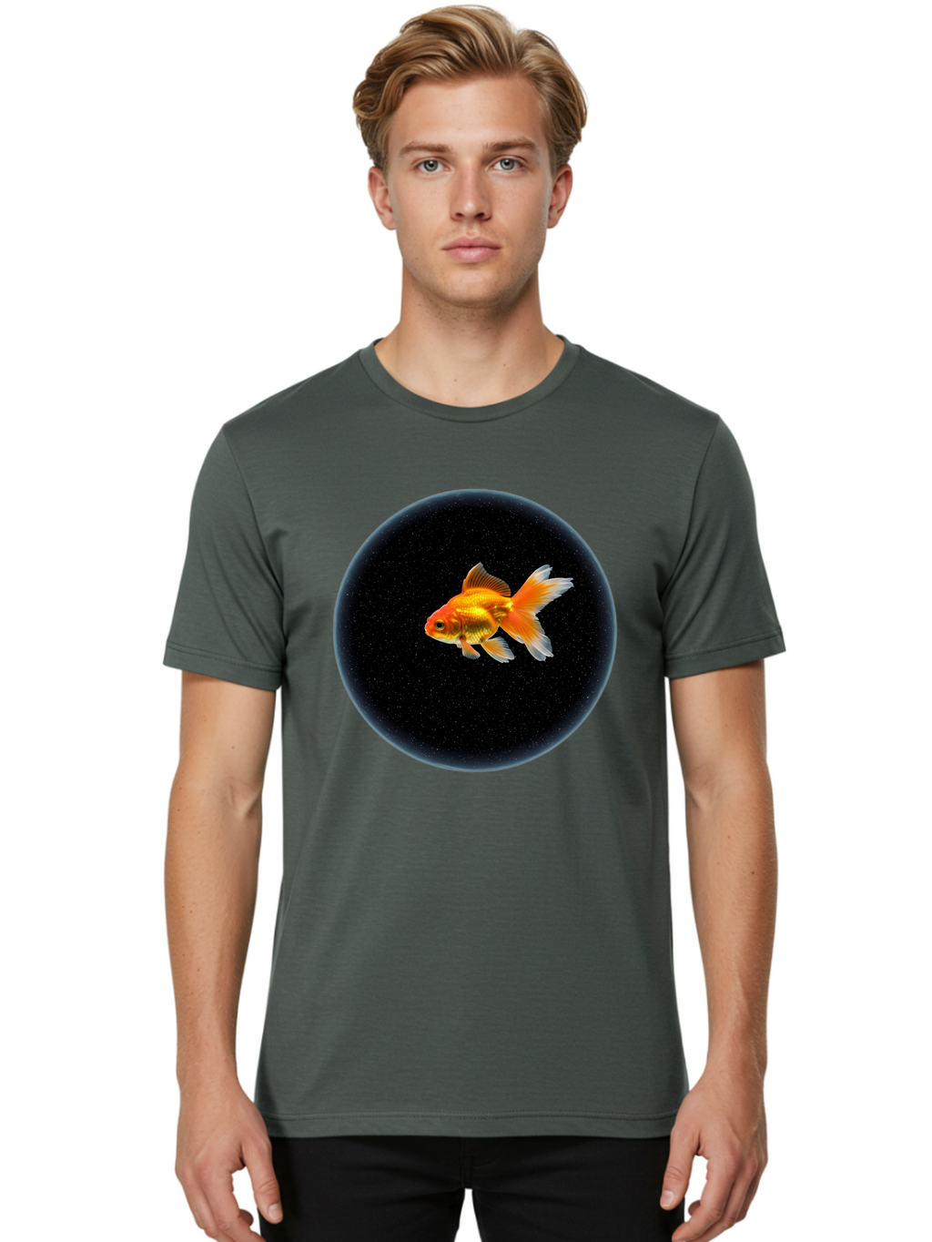 Goldfish-In-Black-Circle Men'S Graphic Tee, 100% Cotton, Comfortable Casual Summer Wear, Machine Washable, Vintage Camera, Old Camera, Antique Camera, Black Camera, Classic Photography, Photography Equipment, Nostalgic Device, Film Camera, Bam563