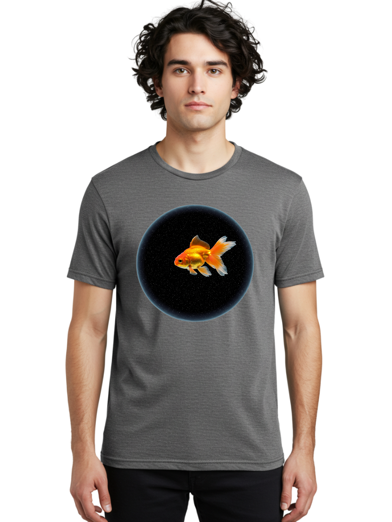 Goldfish-In-Black-Circle Men'S Graphic Tee, 100% Cotton, Comfortable Casual Summer Wear, Machine Washable, Vintage Camera, Old Camera, Antique Camera, Black Camera, Classic Photography, Photography Equipment, Nostalgic Device, Film Camera, Bam563