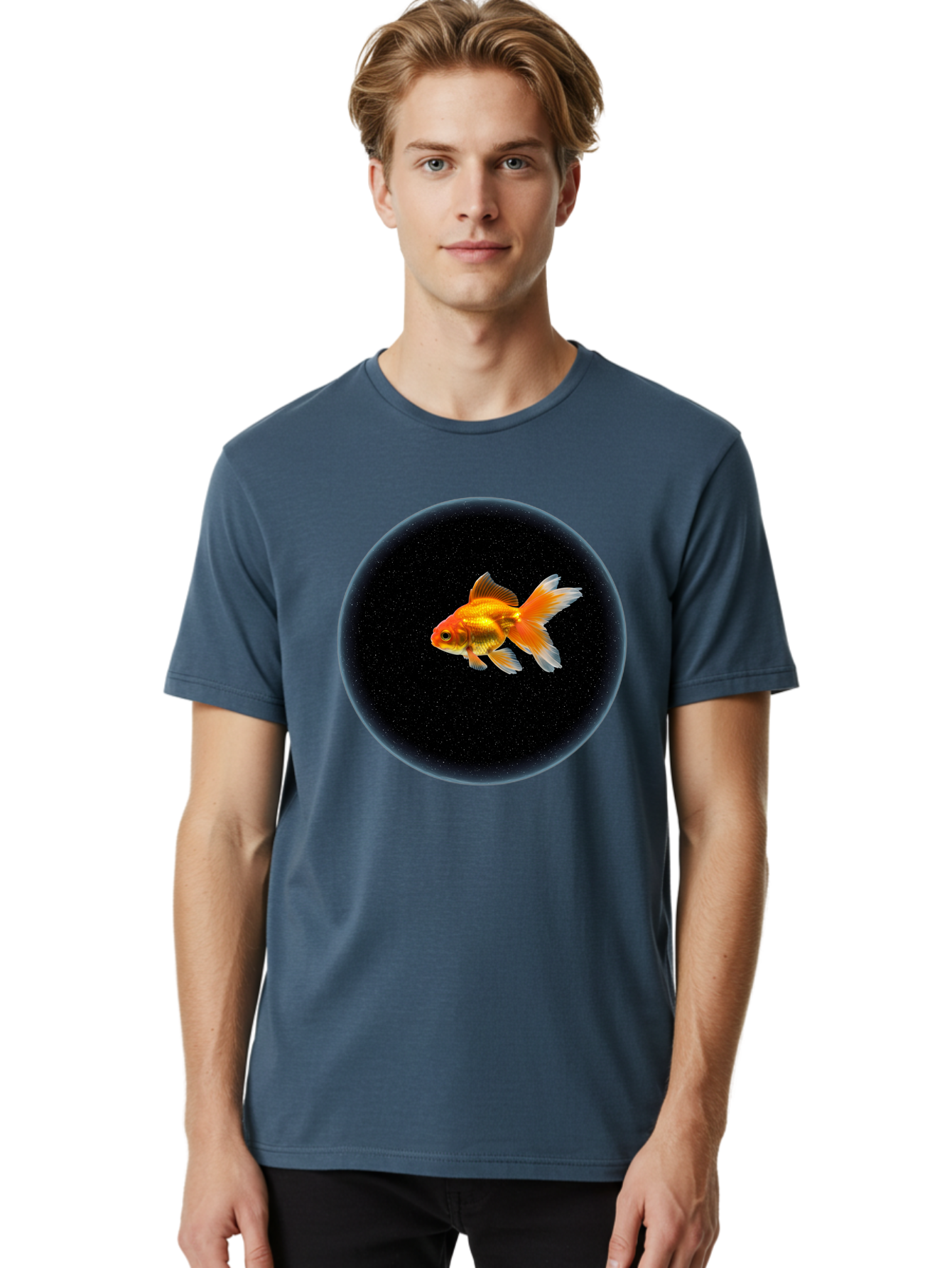 Goldfish-In-Black-Circle Men'S Graphic Tee, 100% Cotton, Comfortable Casual Summer Wear, Machine Washable, Vintage Camera, Old Camera, Antique Camera, Black Camera, Classic Photography, Photography Equipment, Nostalgic Device, Film Camera, Bam563