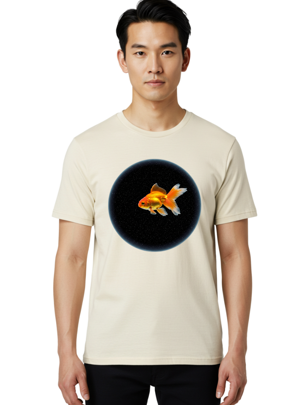 Goldfish-In-Black-Circle Men'S Graphic Tee, 100% Cotton, Comfortable Casual Summer Wear, Machine Washable, Vintage Camera, Old Camera, Antique Camera, Black Camera, Classic Photography, Photography Equipment, Nostalgic Device, Film Camera, Bam563