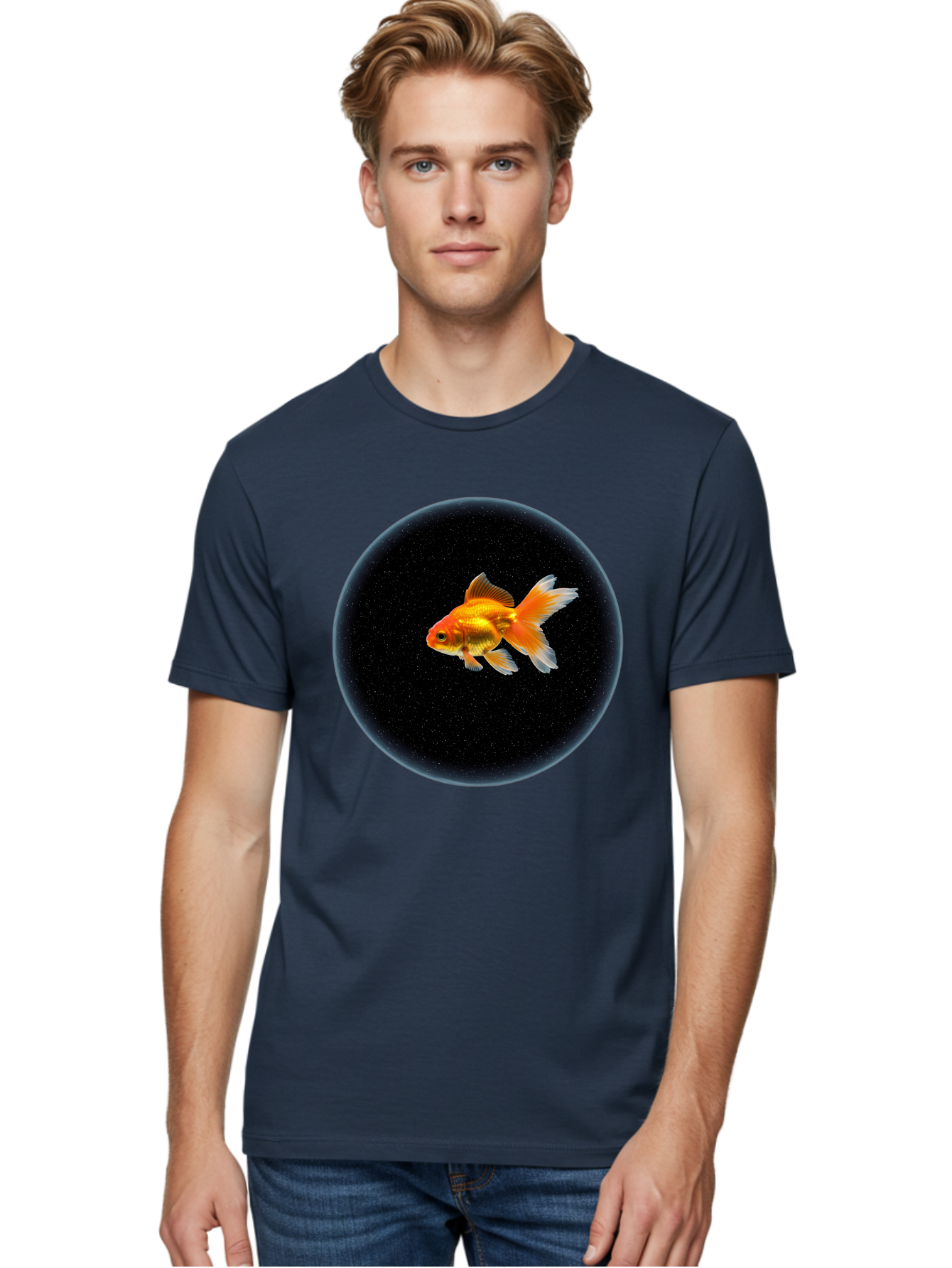 Goldfish-In-Black-Circle Men'S Graphic Tee, 100% Cotton, Comfortable Casual Summer Wear, Machine Washable, Vintage Camera, Old Camera, Antique Camera, Black Camera, Classic Photography, Photography Equipment, Nostalgic Device, Film Camera, Bam563