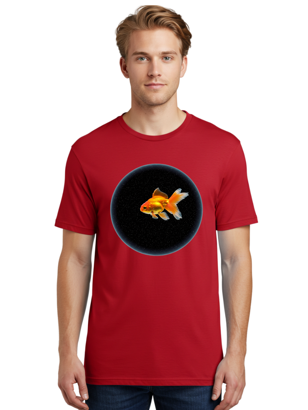 Goldfish-In-Black-Circle Men'S Graphic Tee, 100% Cotton, Comfortable Casual Summer Wear, Machine Washable, Vintage Camera, Old Camera, Antique Camera, Black Camera, Classic Photography, Photography Equipment, Nostalgic Device, Film Camera, Bam563