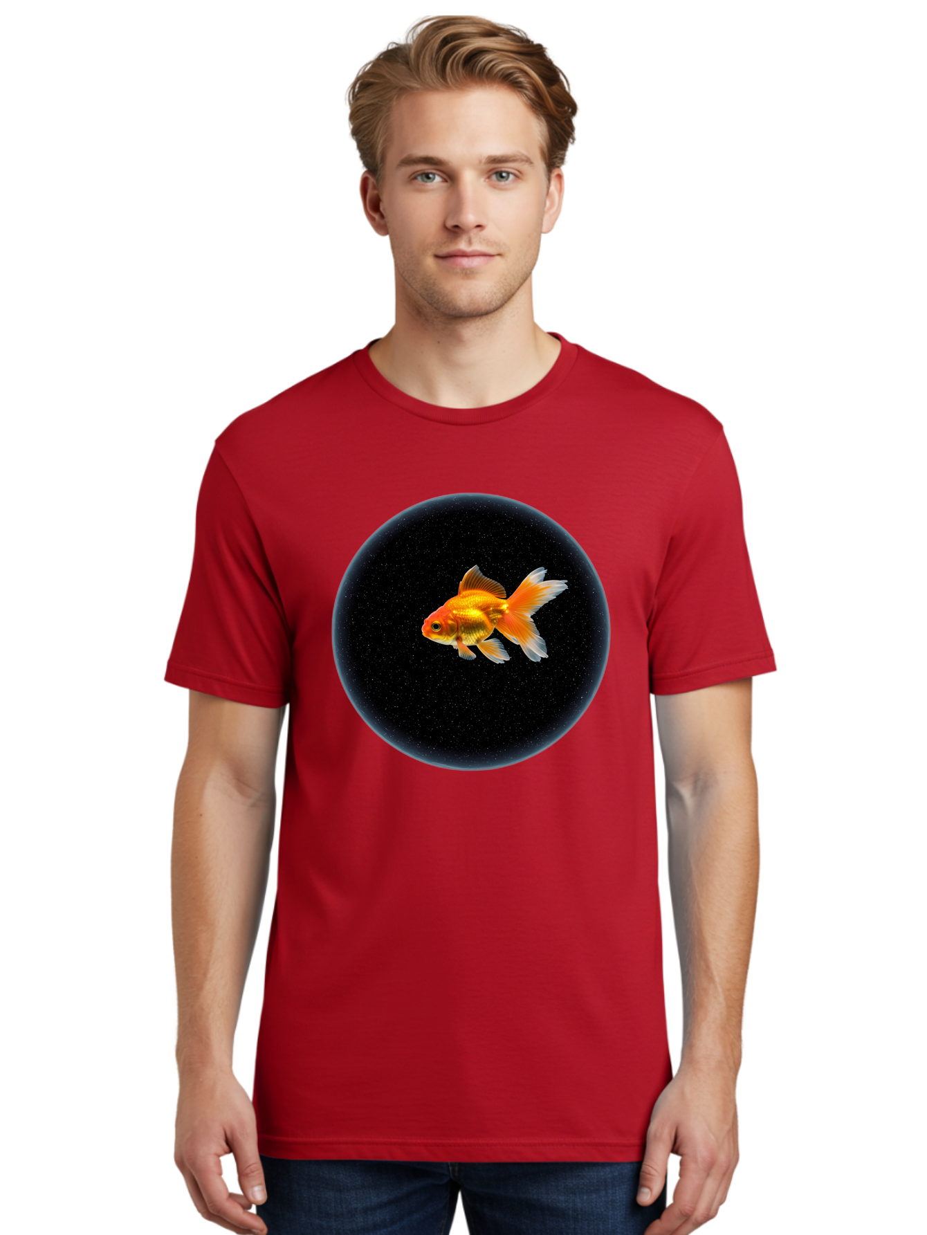 Goldfish-In-Black-Circle Men'S Graphic Tee, 100% Cotton, Comfortable Casual Summer Wear, Machine Washable, Vintage Camera, Old Camera, Antique Camera, Black Camera, Classic Photography, Photography Equipment, Nostalgic Device, Film Camera, Bam563