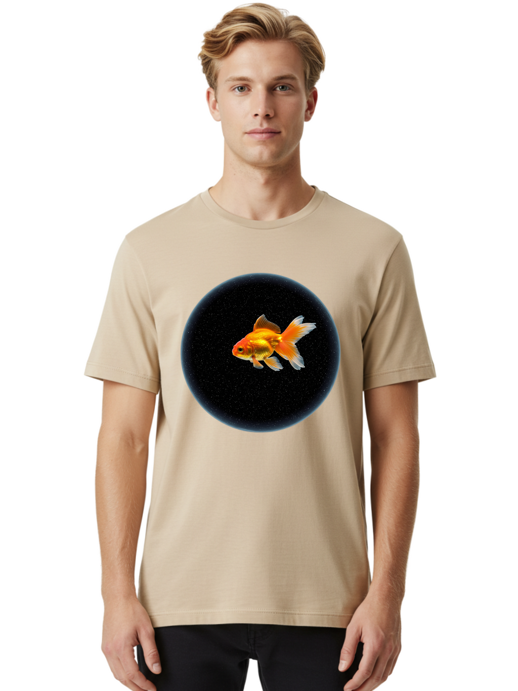Goldfish-In-Black-Circle Men'S Graphic Tee, 100% Cotton, Comfortable Casual Summer Wear, Machine Washable, Vintage Camera, Old Camera, Antique Camera, Black Camera, Classic Photography, Photography Equipment, Nostalgic Device, Film Camera, Bam563