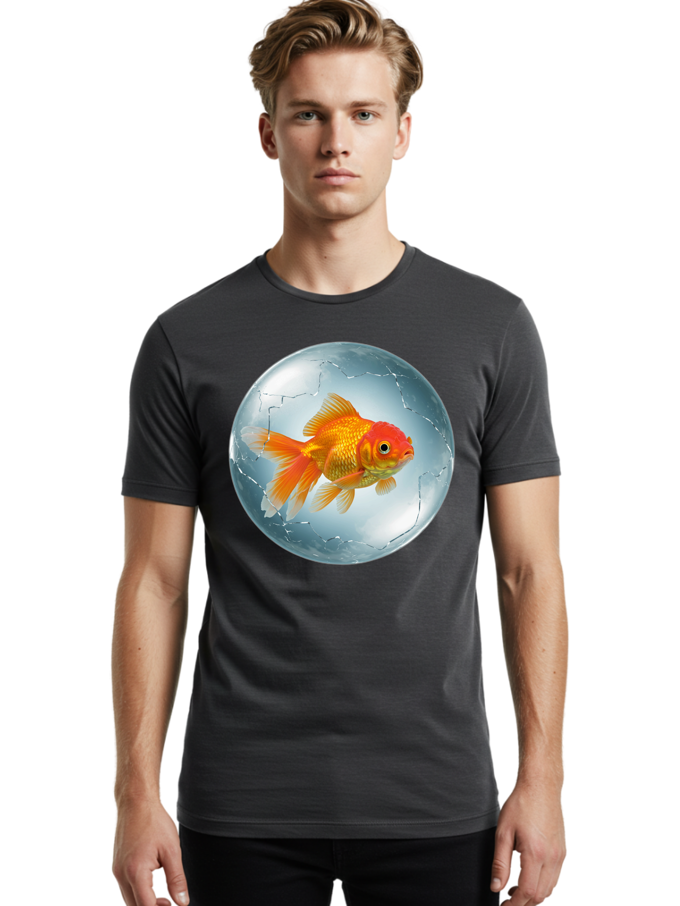 Goldfish-In-Broken-Glass Men'S Graphic Tee, 100% Cotton, Comfortable Casual Summer Wear, Machine Washable, Vintage Camera, Old Camera, Antique Camera, Black Camera, Classic Photography, Photography Equipment, Nostalgic Device, Film Camera, Bam565