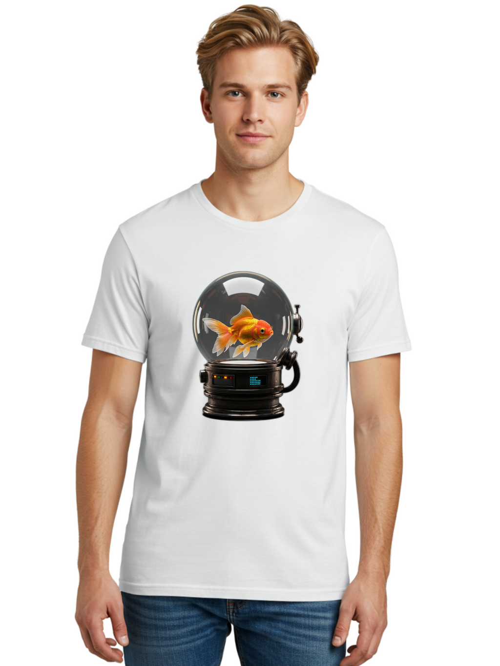 Goldfish-In-Glass-Globe Men'S Graphic Tee, 100% Cotton, Comfortable Casual Summer Wear, Machine Washable, Vintage Camera, Old Camera, Antique Camera, Black Camera, Classic Photography, Photography Equipment, Nostalgic Device, Film Camera, Bam567