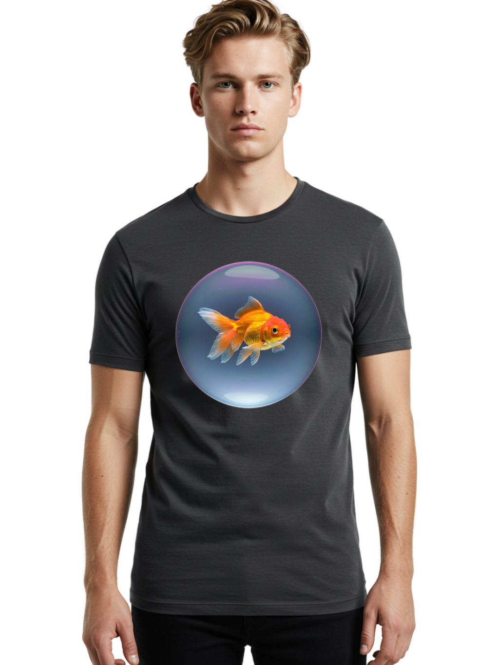 Goldfish-In-Glass-Orb Men'S Graphic Tee, 100% Cotton, Comfortable Casual Summer Wear, Machine Washable, Vintage Camera, Old Camera, Antique Camera, Black Camera, Classic Photography, Photography Equipment, Nostalgic Device, Film Camera, Bam568